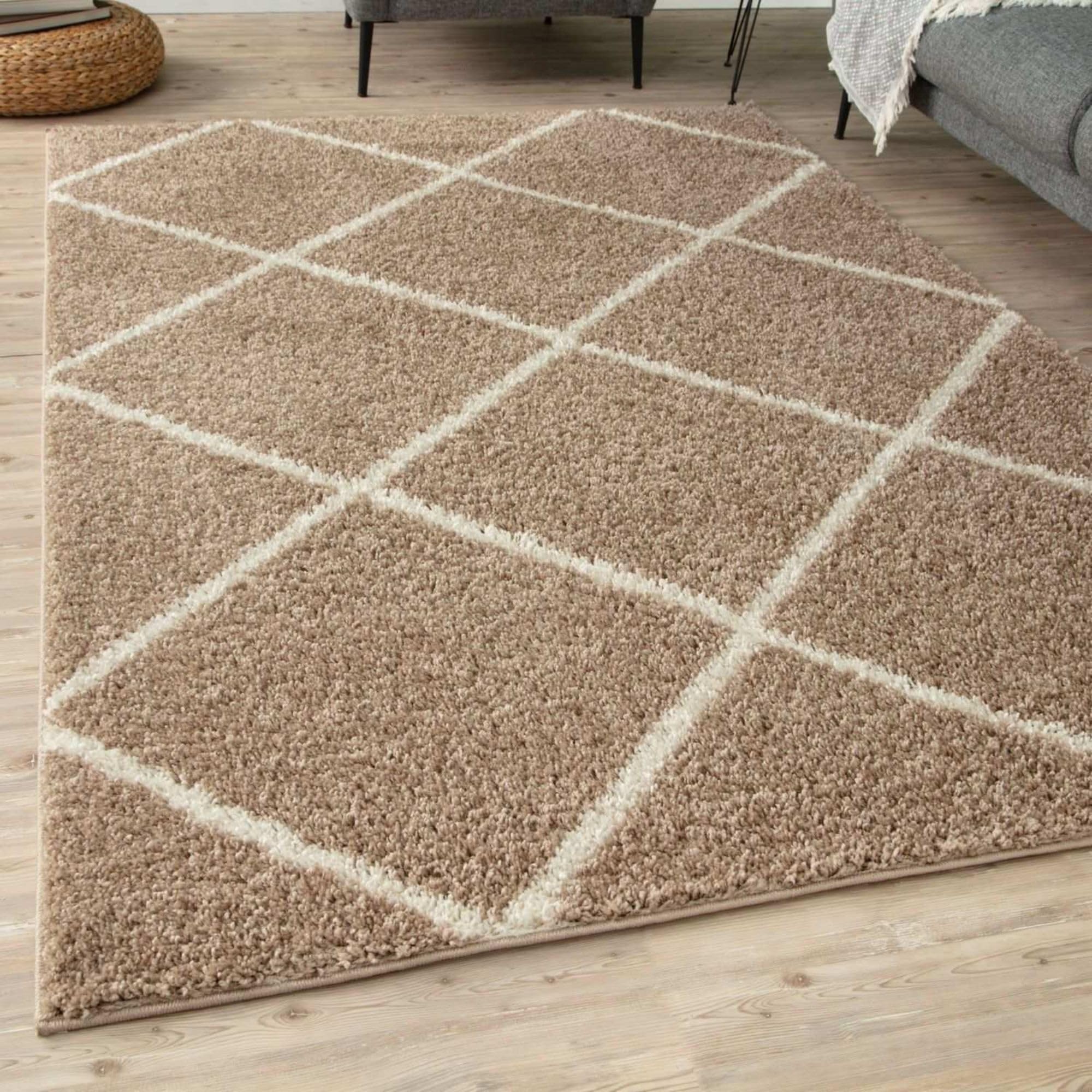 The Rugs Beige Moroccan Shaggy Rug | 520 - 240X340 Cm