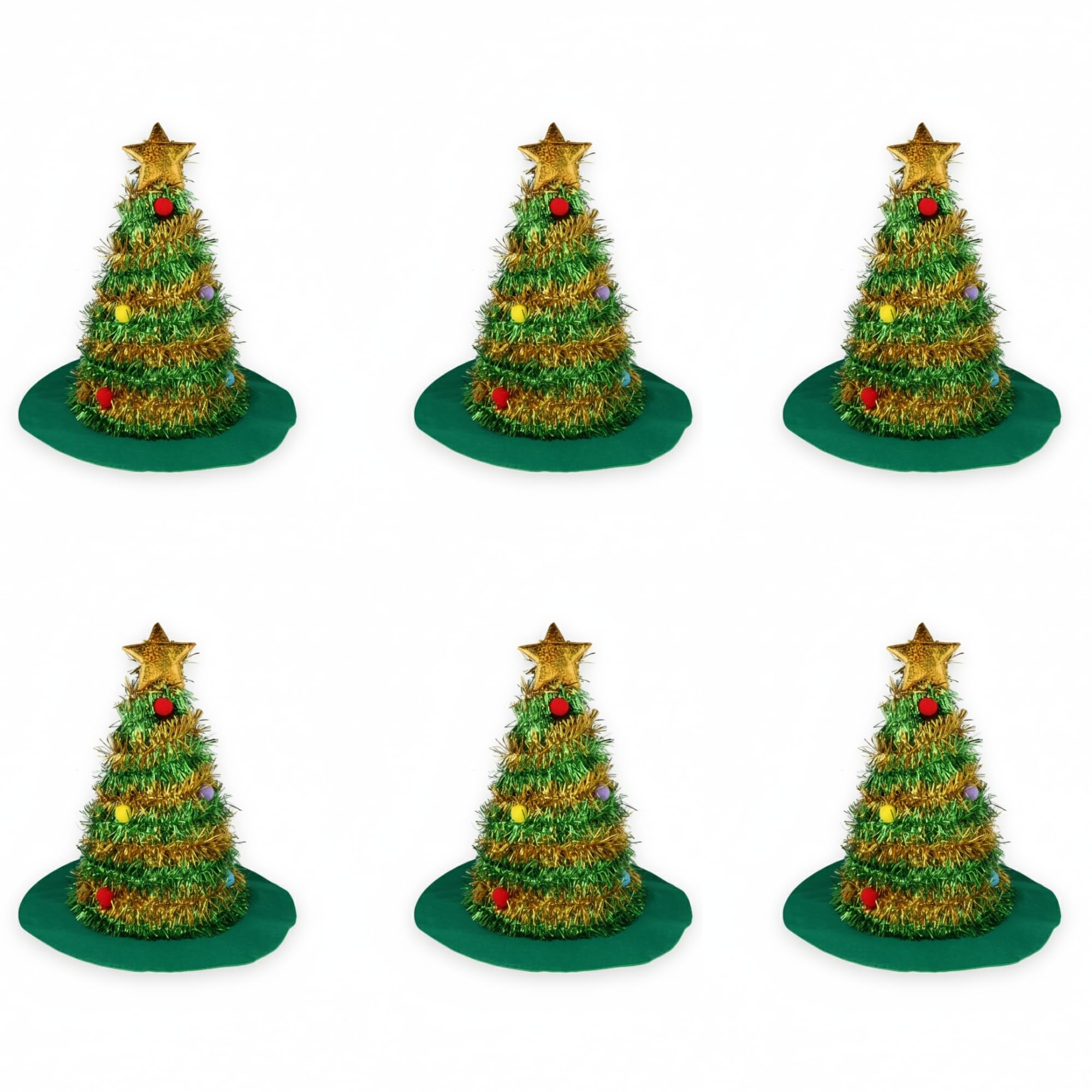 FNA FASHIONS Adult Christmas Tree Hat with Gold Star - Funny Xmas Hat for Christmas Party | Novelty Headwear for Women & Men | Fancy Dress Costume Accessory (6)