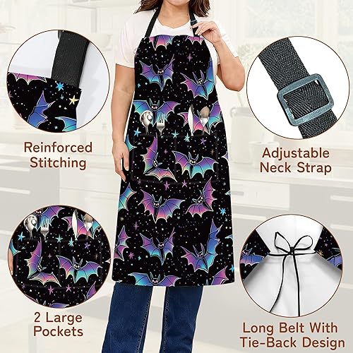 Miniatura 3 de Delantal de cocina con bolsillo, cuello ajustable impermeable y lazos largos, delantal de cocina para hornear, jardinería, pintura para mujer