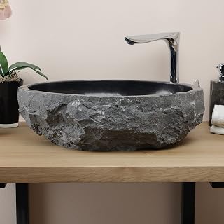 Marmor Waschbecken 50 cm oval in anthrazit - Mit Unikat Auswahl
