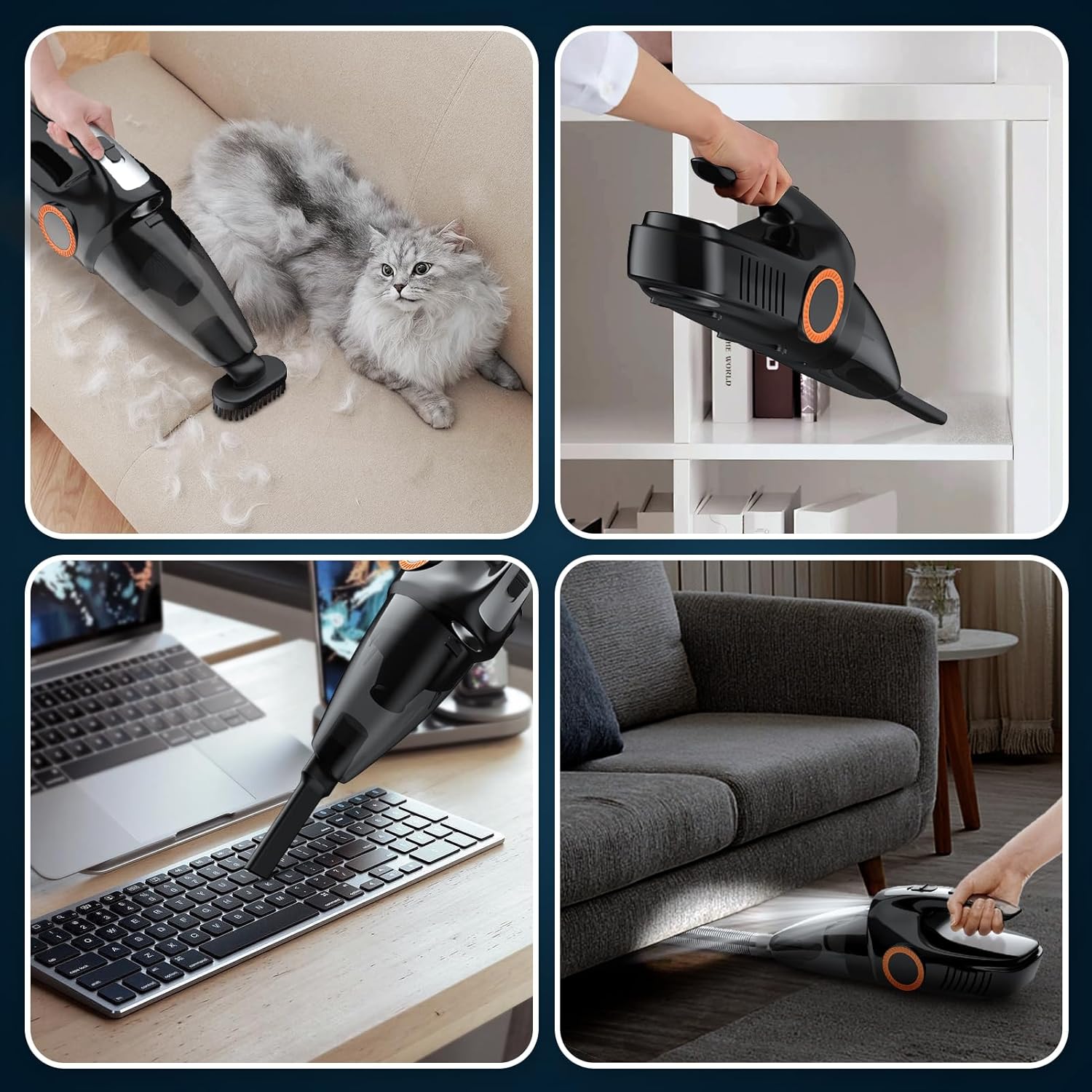 Handheld Vacuum Cordless, 9500PA Portable Handheld Vacuum with LED Light & 2 Filters Powerful Suction Car Vacuum Rechargeable Hand Held Vacuum Cordless for Home Office Kitchen Car Pets - Image 7