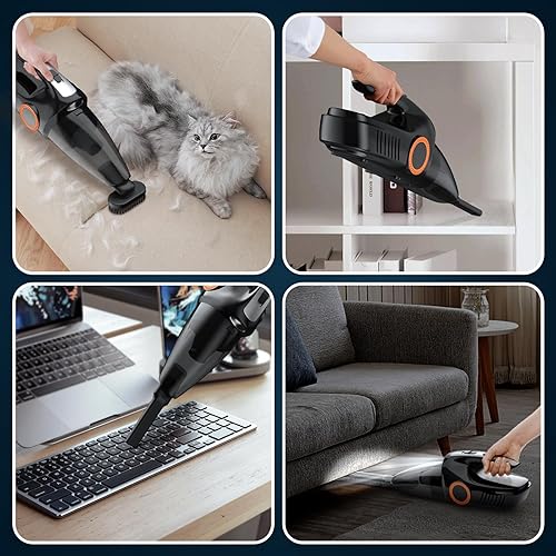 Miniatura 7 de Aspiradora de mano inalámbrica, aspiradora de coche de 9500 PA con luz LED y 2 fliters potente succión portátil portátil recargable aspiradora de