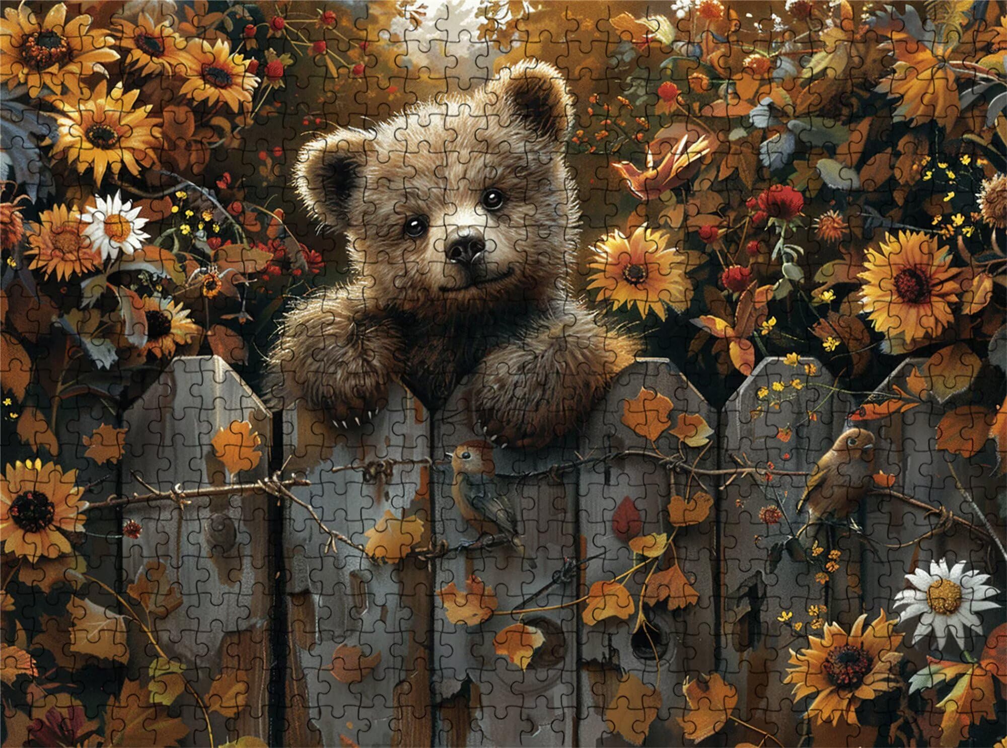 Puzzle 1500 Teile, Kleiner Bär Blume Holzpuzzle Erwachsene, mit Geschenkbox, Impossible Geschicklichkeitsspiel für Ganze Familie, Präzise Passform & Intensive Farben, Puzzlespiel Entspannung s7h-549