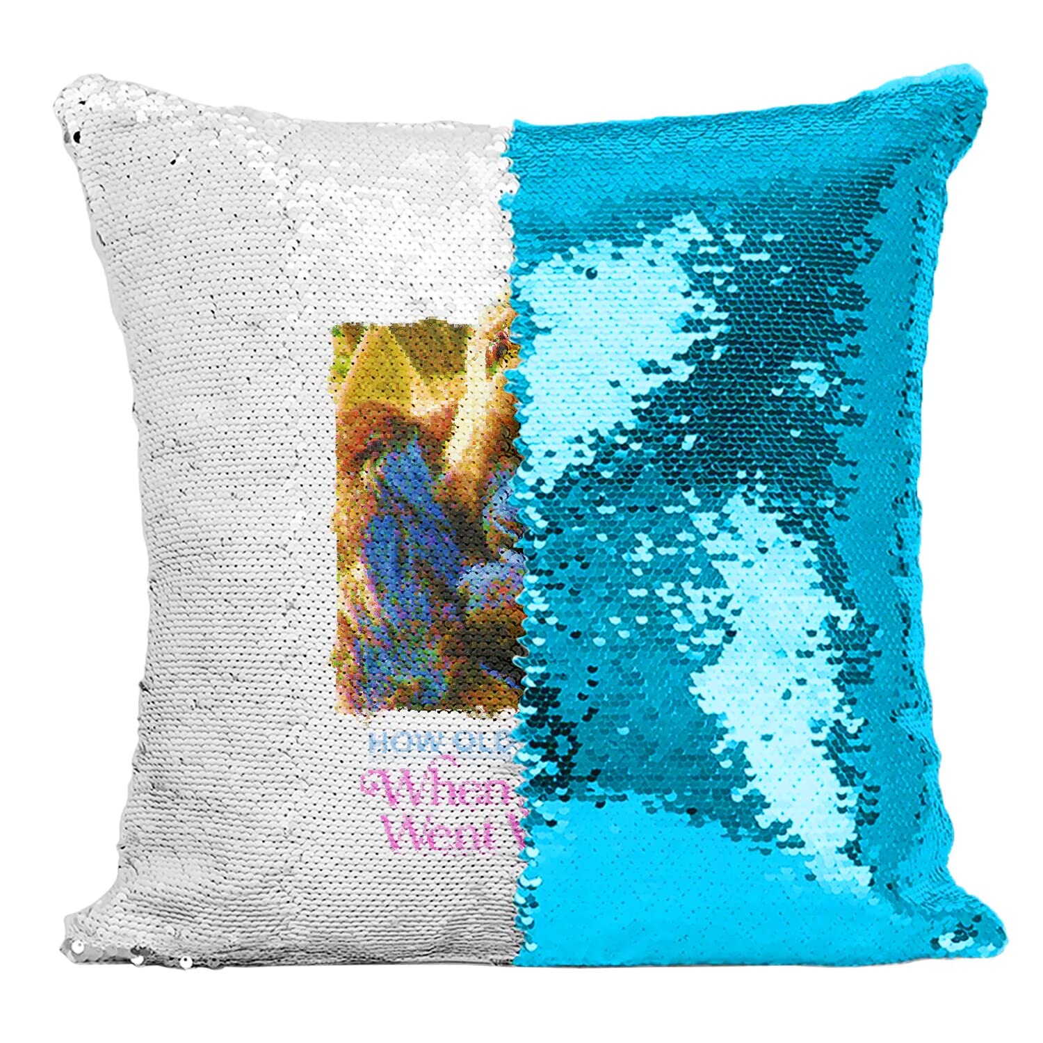 Coussin Sequin Turquoise anti-stress design vintage rigolo