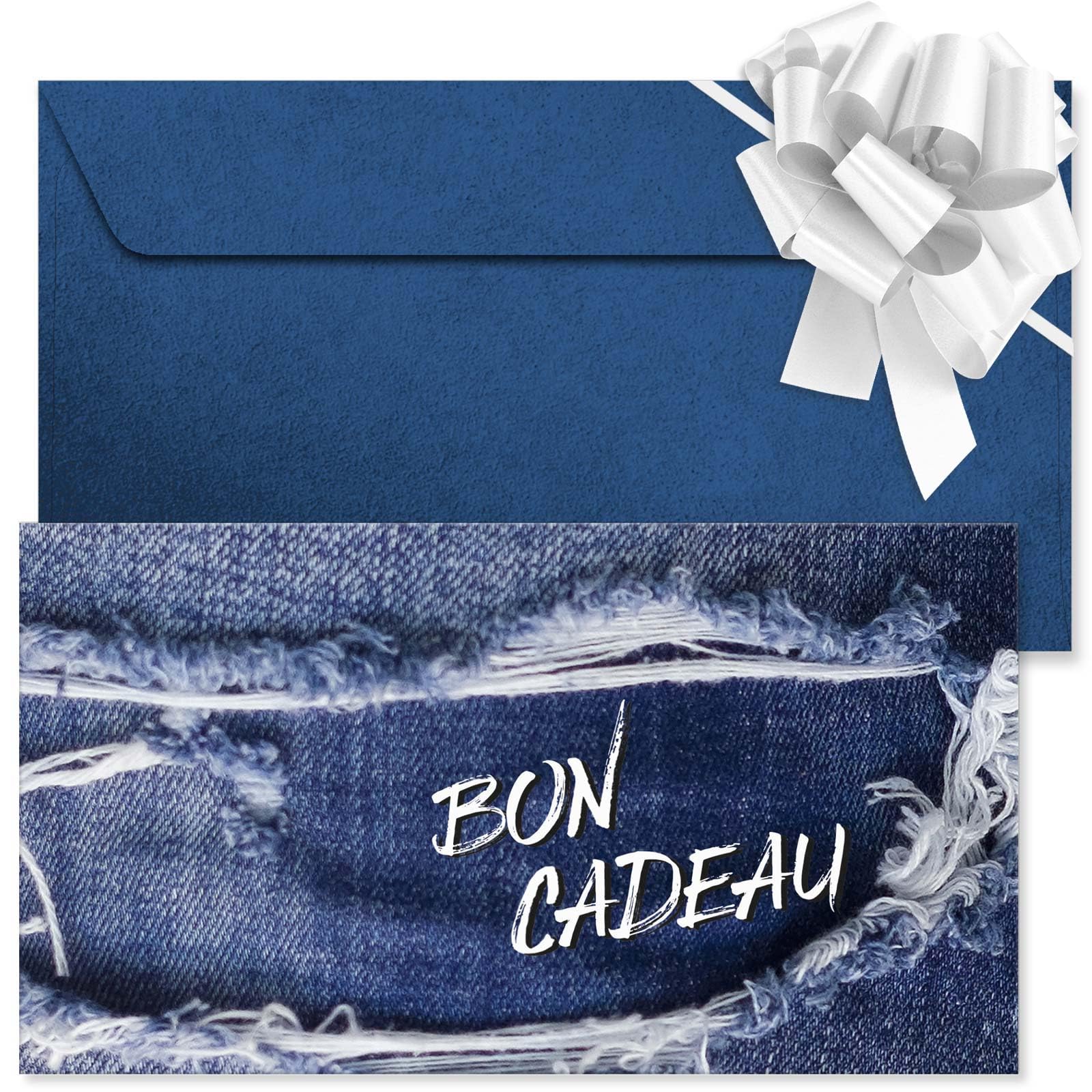 POS BON - 50 bons cadeaux à remplir avec enveloppe/nœud ruban - formulaires imprimés pour les magasins de mode FA1267F2-50-V1