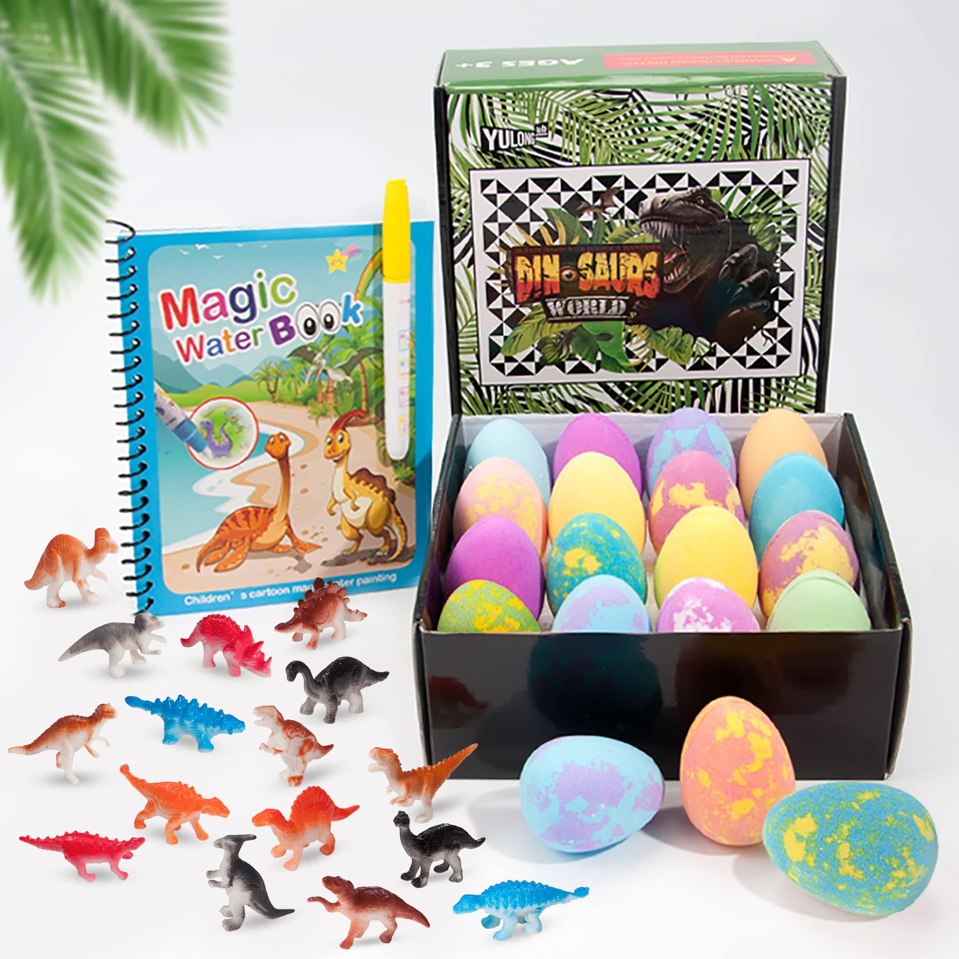 Beauenty Dinosaur Eggs Bath Bomb for Kids,Dinosaur Eggs Bath Salt Ball with Surprise Toys Inside,Bath Bombs Gift Set for Kids,Christmas Easter Birthday Gift for Girls and Boys (16PC)