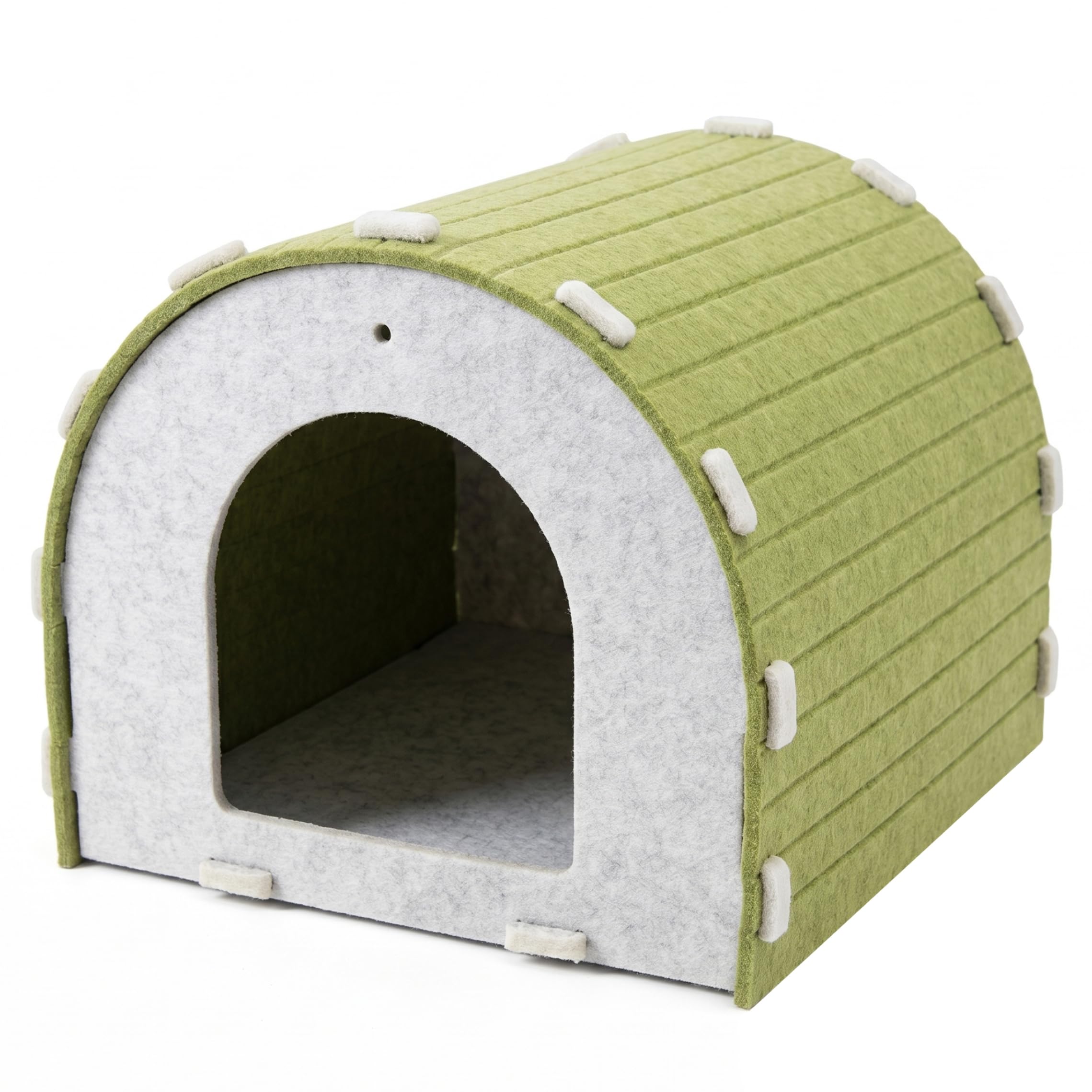 Felt Cat Hideaway, Thick Breathable Cat Cave, Connectable Semi-enclosed Cats House for Timid Indoor Cats, Green