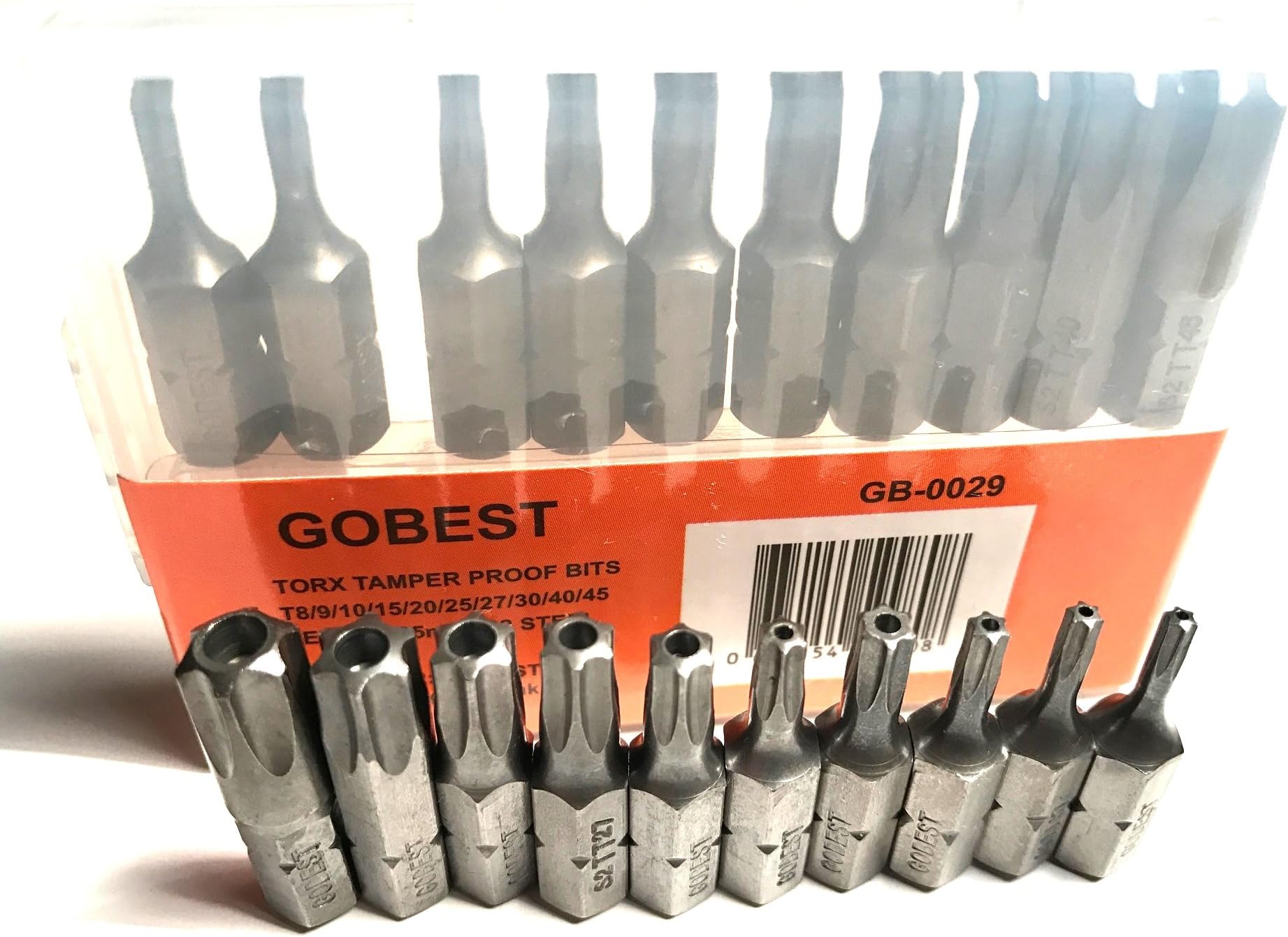 Magnetic Security torx Screwdriver bits Set 10 pcs, 25mm, T8 - T45, torx Tamper Proof (GB-0029)