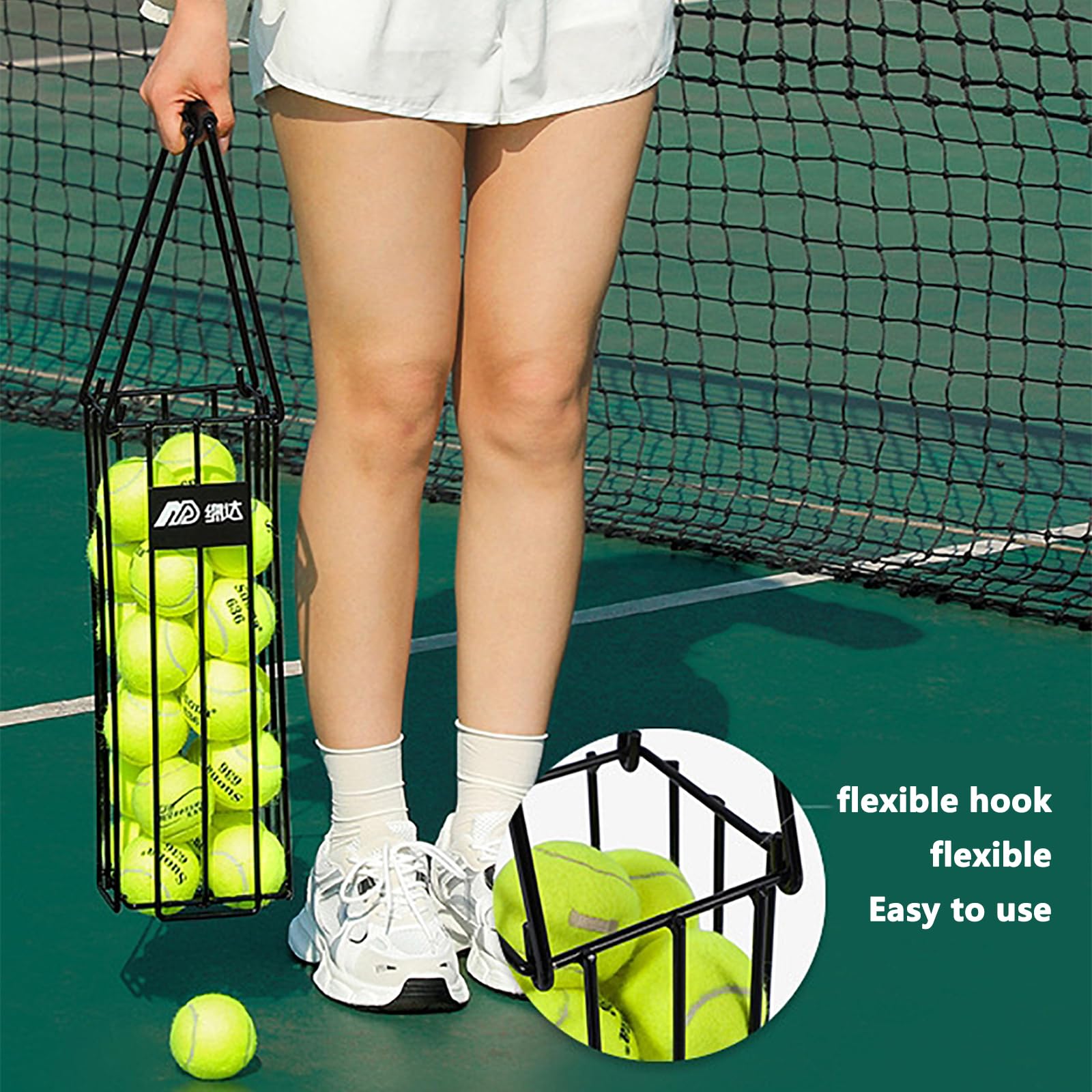 Cesta Para Recoger Pelotas Tenis,recolectorpelotas Tenis Con Cubierta Protección Contraderrames Y Mango,gran Capacidad Para 20-30pelotas,sin Necesidad Agacharse Y Evitar Derrames,recogida Rápida