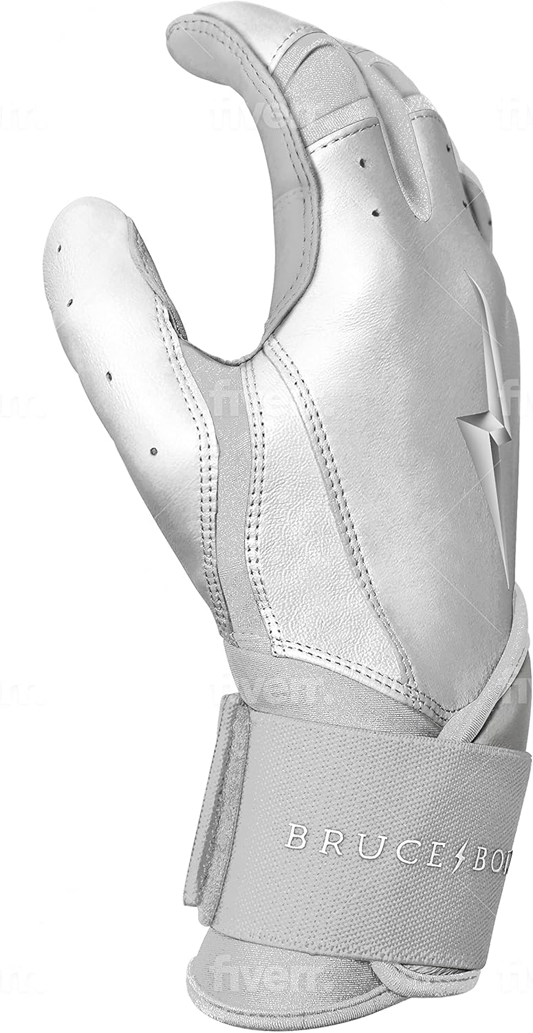 BRUCE BOLT Chrome Series Long Cuff Batting Gloves - Multiple Colors - Adult & Youth Sizes