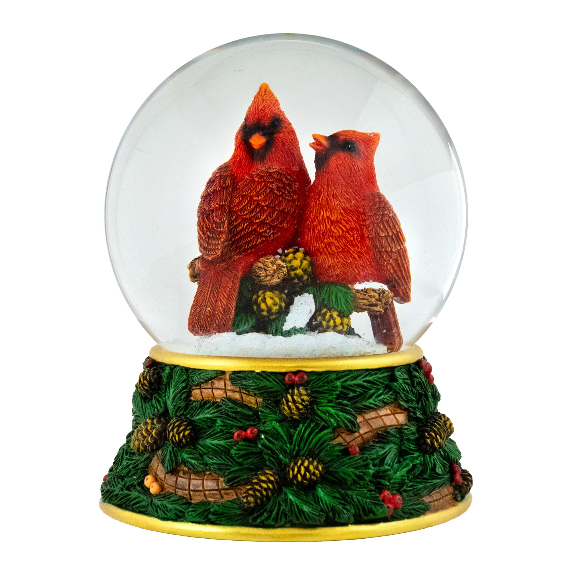 120MM Festive Cardinals Musical Snow Globe by The San Francisco Music Box Company