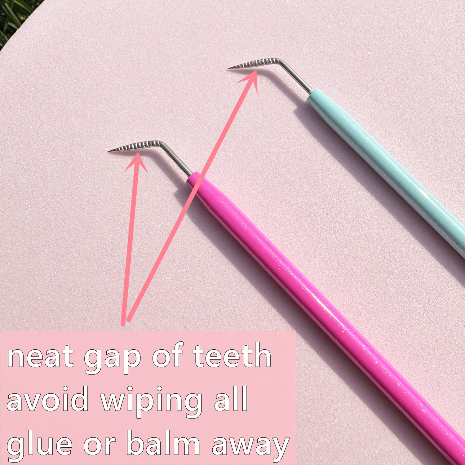 Metal Lash Lift Tool Set 2 pcs, Upgrade Eyelash Separate Tools With Groove Like Y Brush, Lash Comb Mini Size For Females Small Hand Popular Eyelash Lifting Stick Pink + Blue - Reusable 1000 Usage