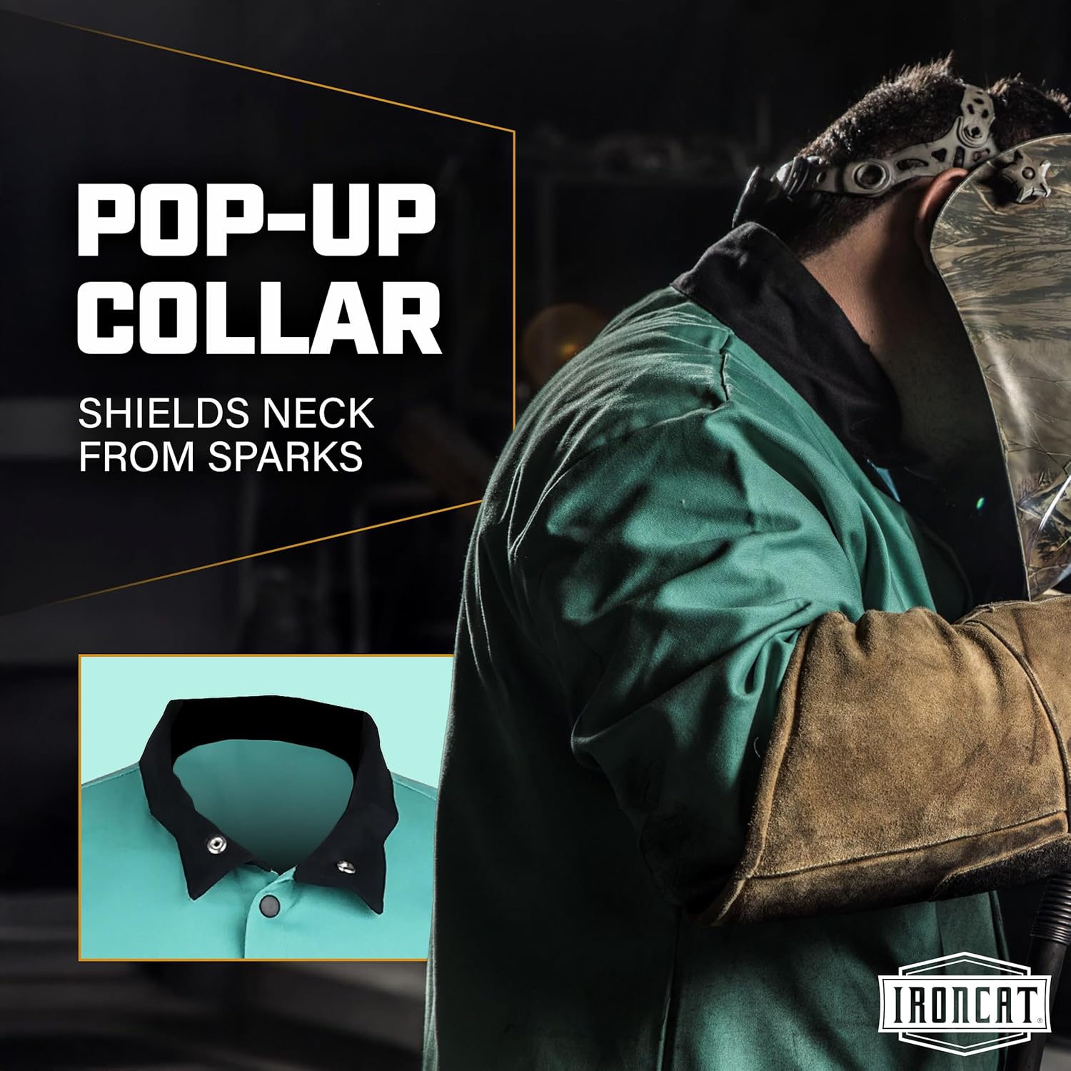 IRONCAT Standard FR Welding Jacket, Green, XX-Large, 7050/2XL - Image 8