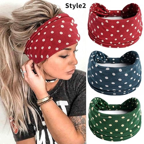 Miniatura 3 de 3 diademas anchas con estampado vintage para mujer, para yoga, aeróbicos, deportes y uso diario, estilo 1