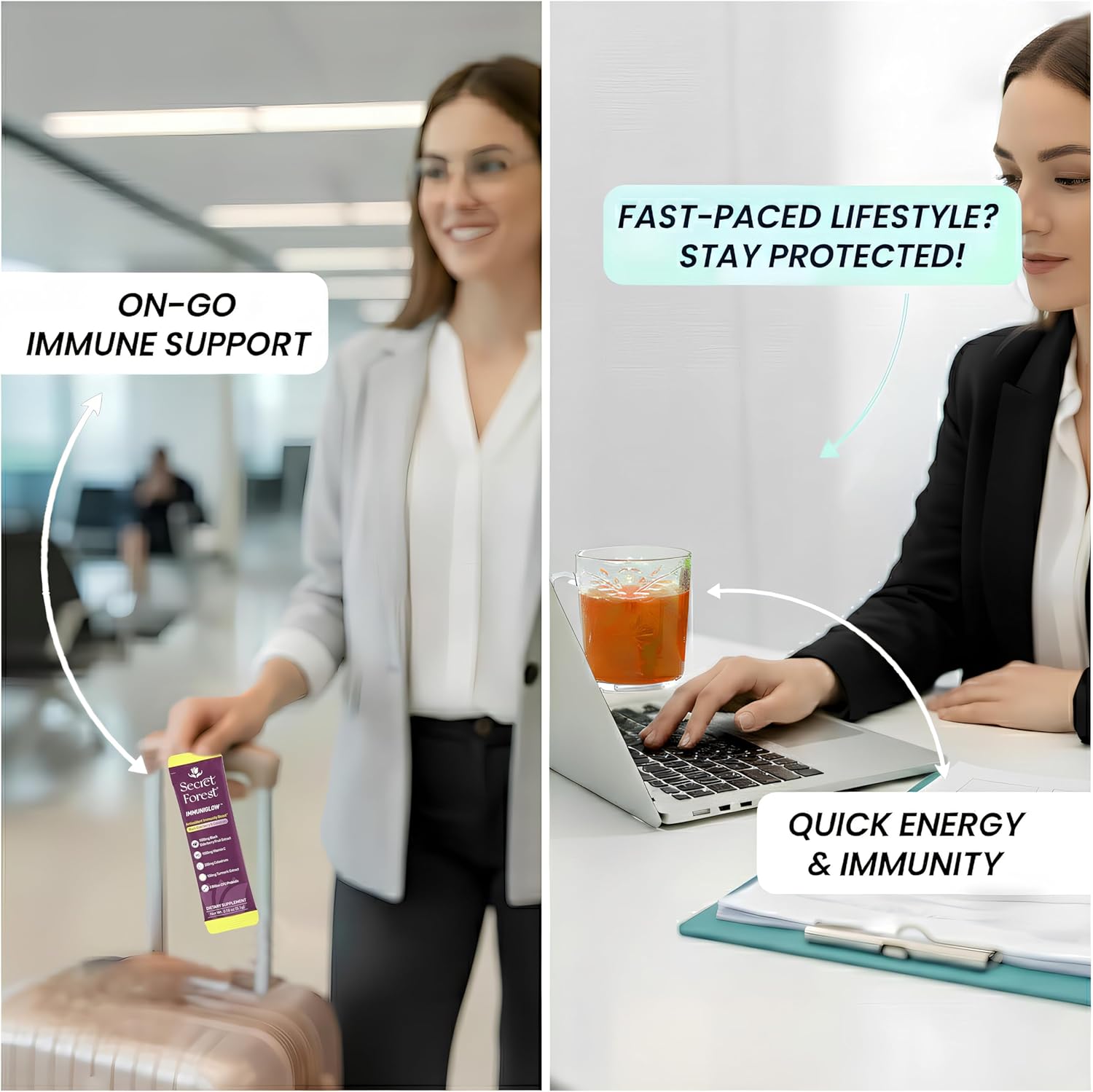 Secret Forest ImmuniGlow, 30 Packets – Vitamin C, Black Elderberry, Colostrum, Turmeric, Zinc & Probiotics – Antioxidant & Recovery Formula, Daily Immunity, Late-Night Wellness & Gut Support Drink Mix - Image 8