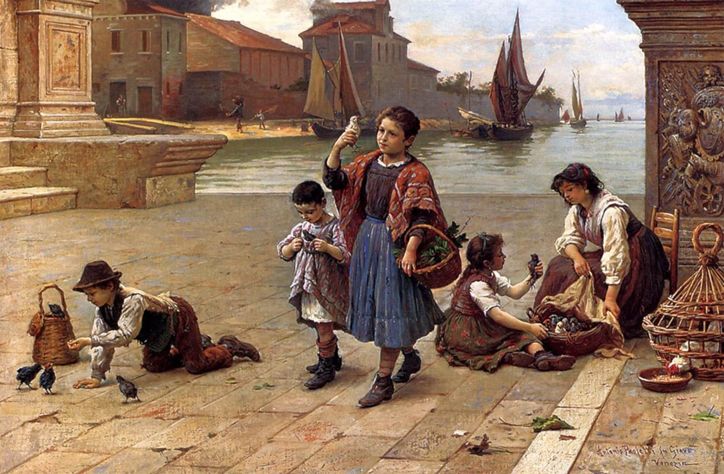 POSTERIIk Famous Modern Artwork Art Mural The Bird Seller Antonio Paoletti Oil Paintings Pictures for Home Decor 60x90cm