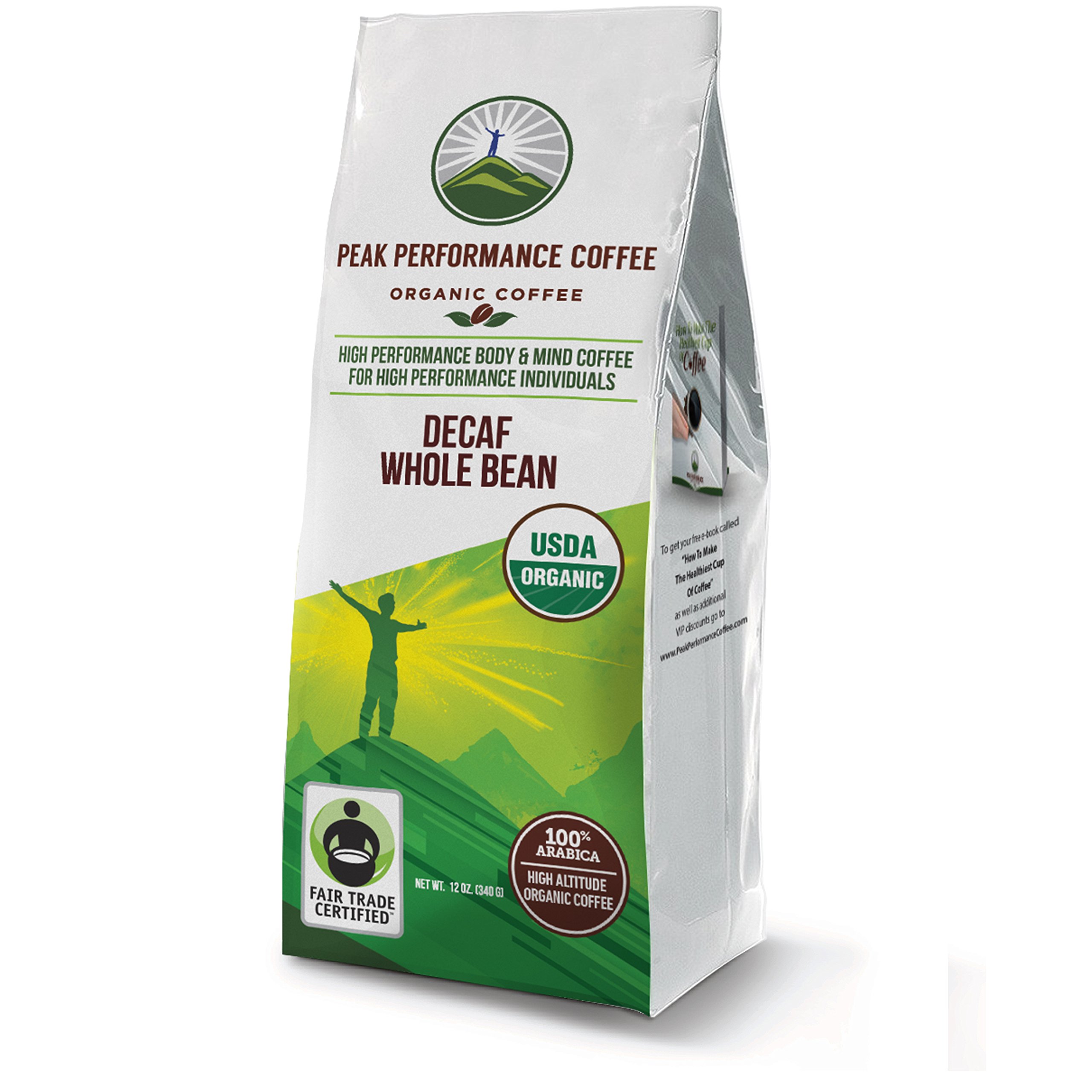 Peak Performance High Altitude Organic Coffee. (Decaf Whole Bean)