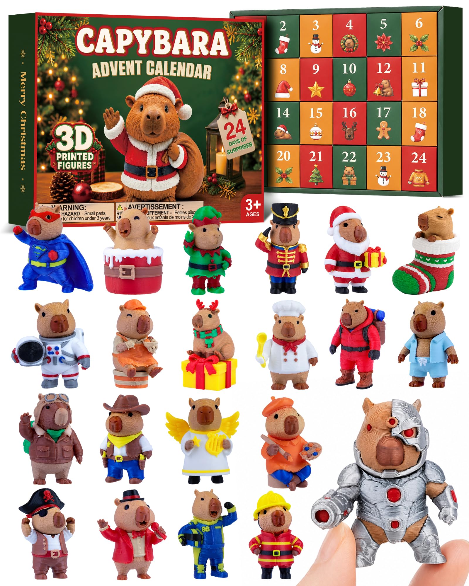 Capybara Advent Calendar 2026 for Boys Girls 3D Printed Animal Toys Gifts