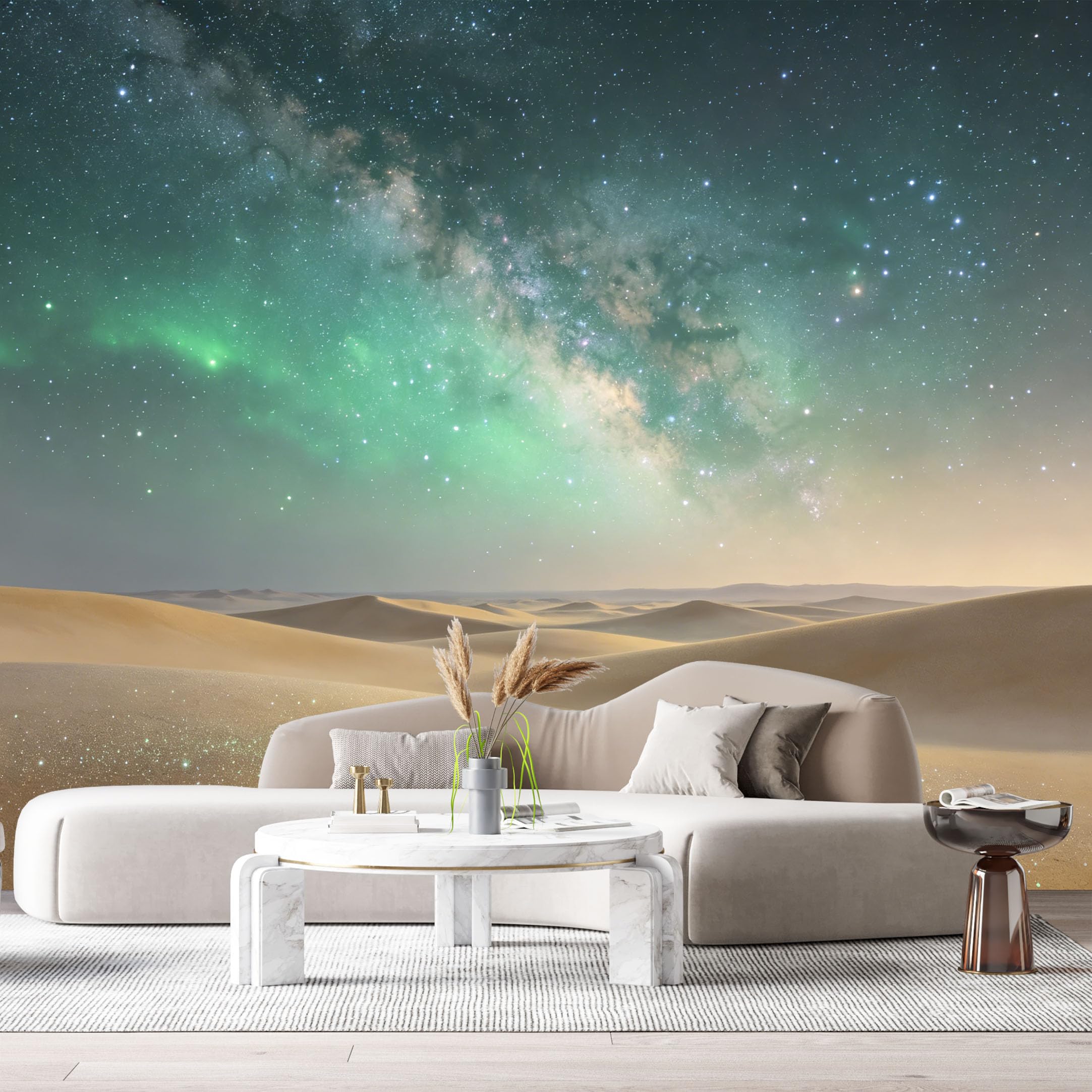 Custom Size Wall Murals Milky Way Landscape Night Desert Starry Sky SelfAdhesiveWall Fabric Removable Wallpaper Wall Decor for Living Room Bedroom Bathroom