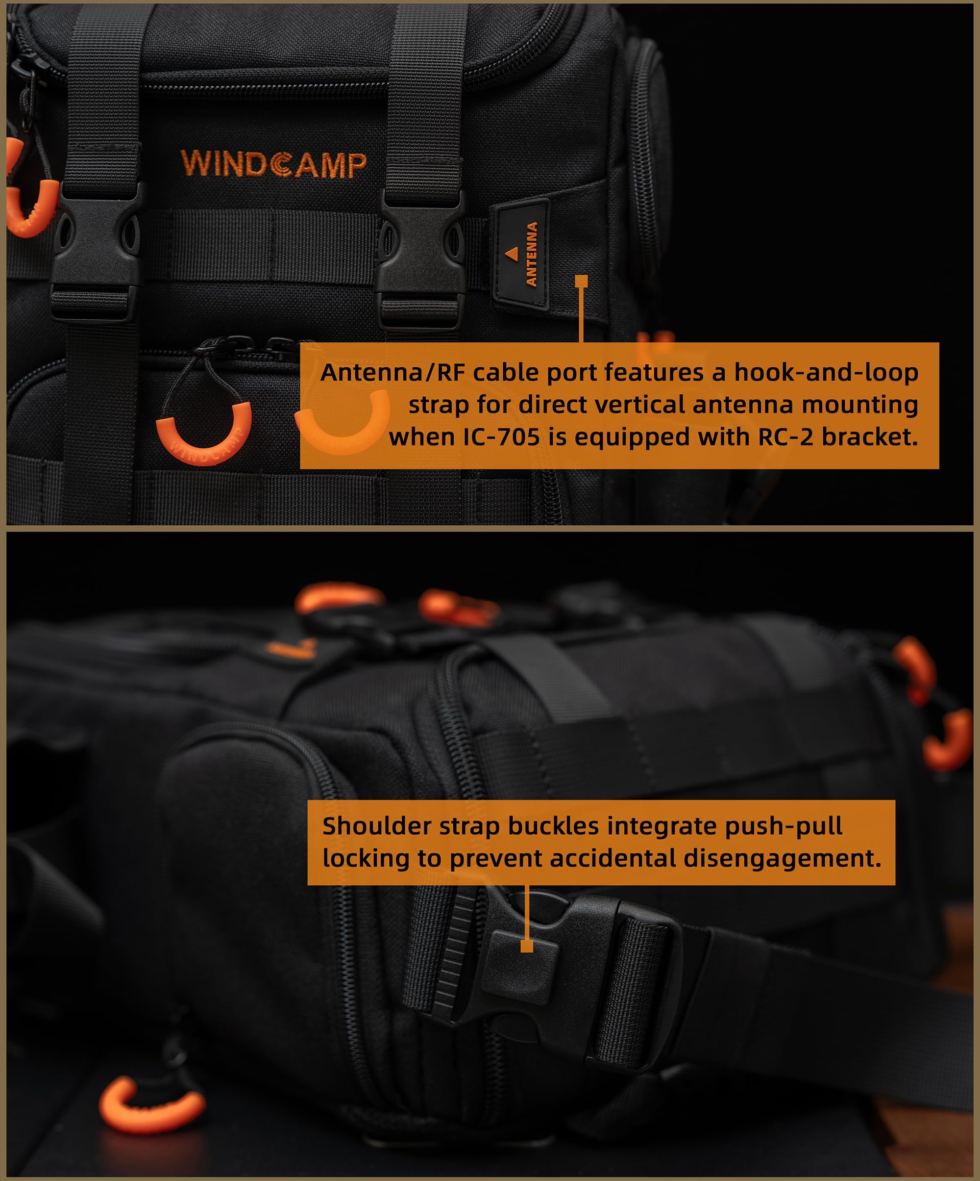 WINDCAMP 705 Bag for icom IC-705 - Borsa a tracolla per radio tattica, impermeabile, con scomparto imbottito regolabile, borsa a tracolla per Ham Radio Outdoor Operations
