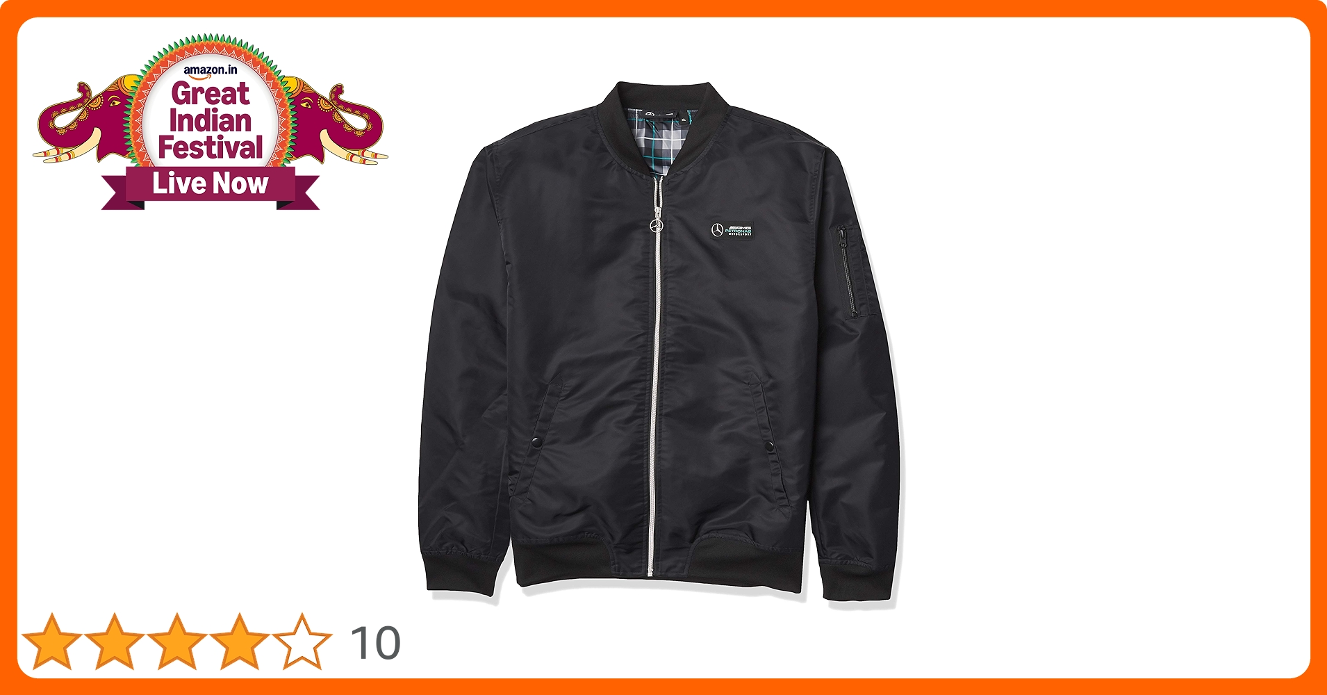 Mercedes Benz AMG Petronas F1 Men's Bomber Jacket Black (M