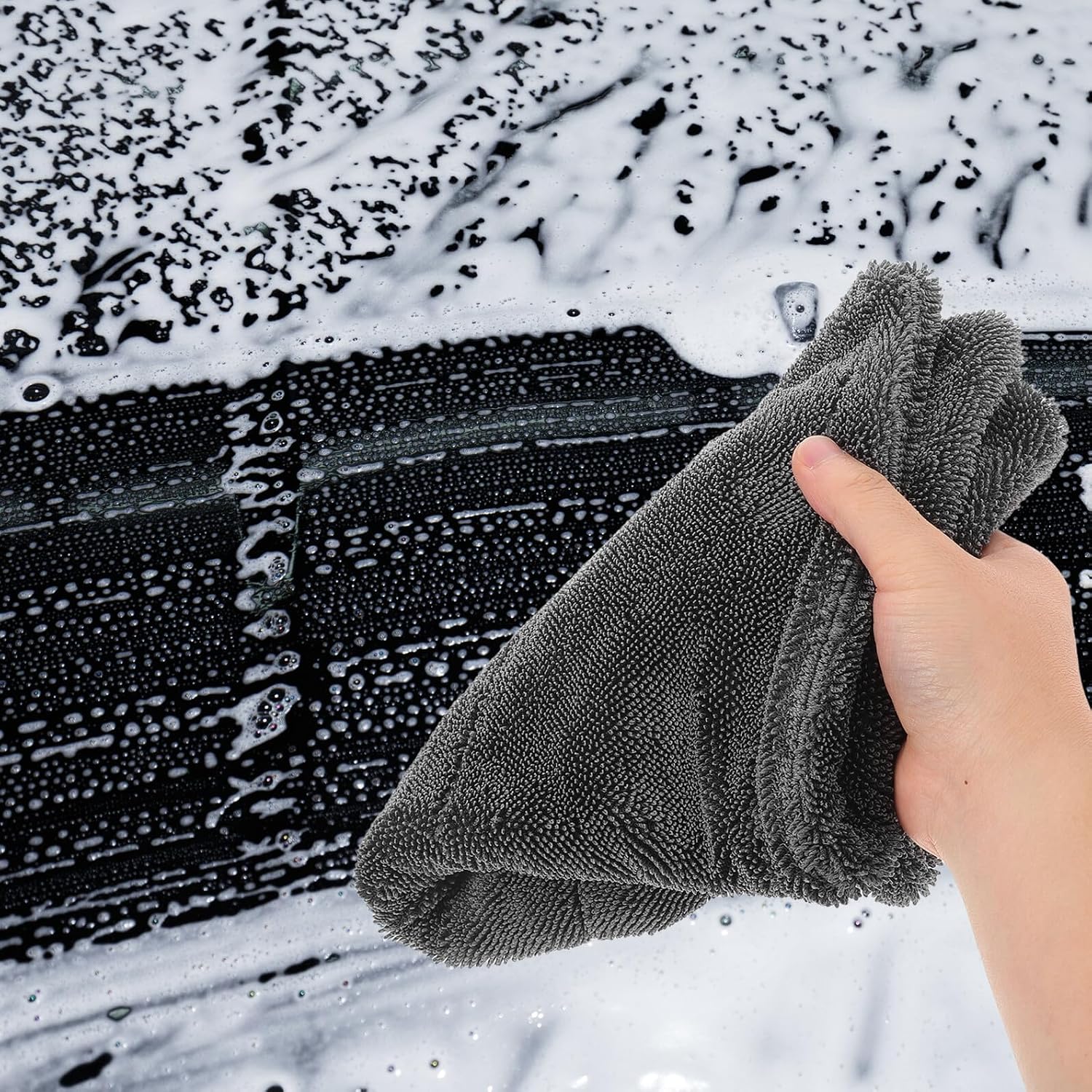 Microfiber Car Wash Cloths 40x40cm 1200gsm Double-Sided Thick Braided Drying Fabric Super Absorbent Car Detailing Cloths for Interior and Exterior Use