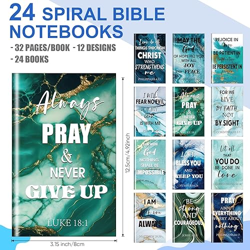 Vista 9 de Yeaqee El juego de 146 regalos cristianos a granel incluye 24 versículos de la Biblia, 24 cuadernos de la Biblia, 24 pulseras con citas