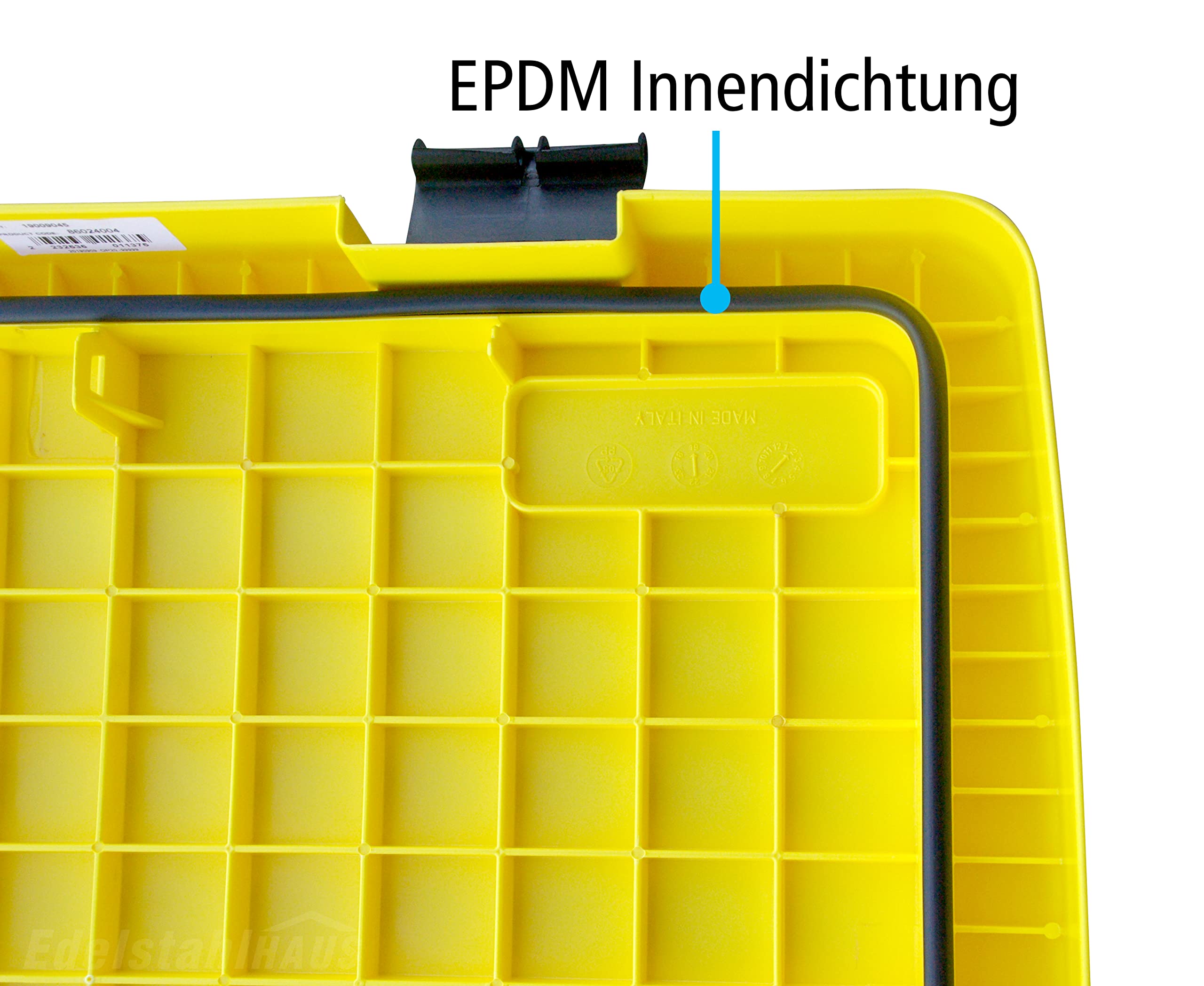DAKEN Streugutbehälter 108 ltr. GELB, Streugutbox, Streusalzbox, Sandbox, Lagerbehälter, Pick-up Box, Anhängerbox, Deichselbox, Streukiste, Salzlager, Winterdienst, mit Schaufel
