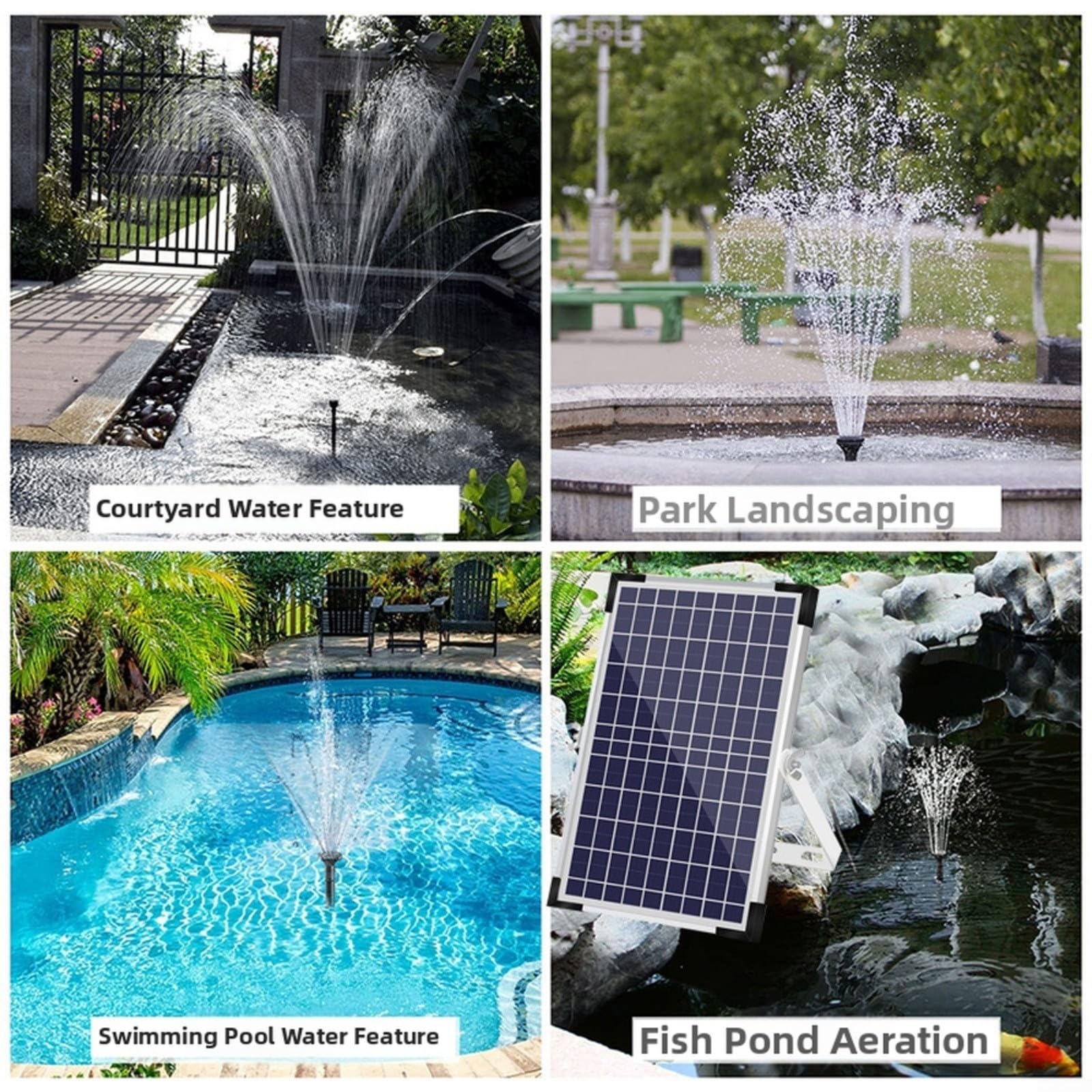 Bomba de fuente solar de 10 W 9 V con 9 boquillas, flujo de 500 l/h para baño de pájaros, estanque de peces, función de agua de jardín, sistema de agua de circulación al aire libre, altura