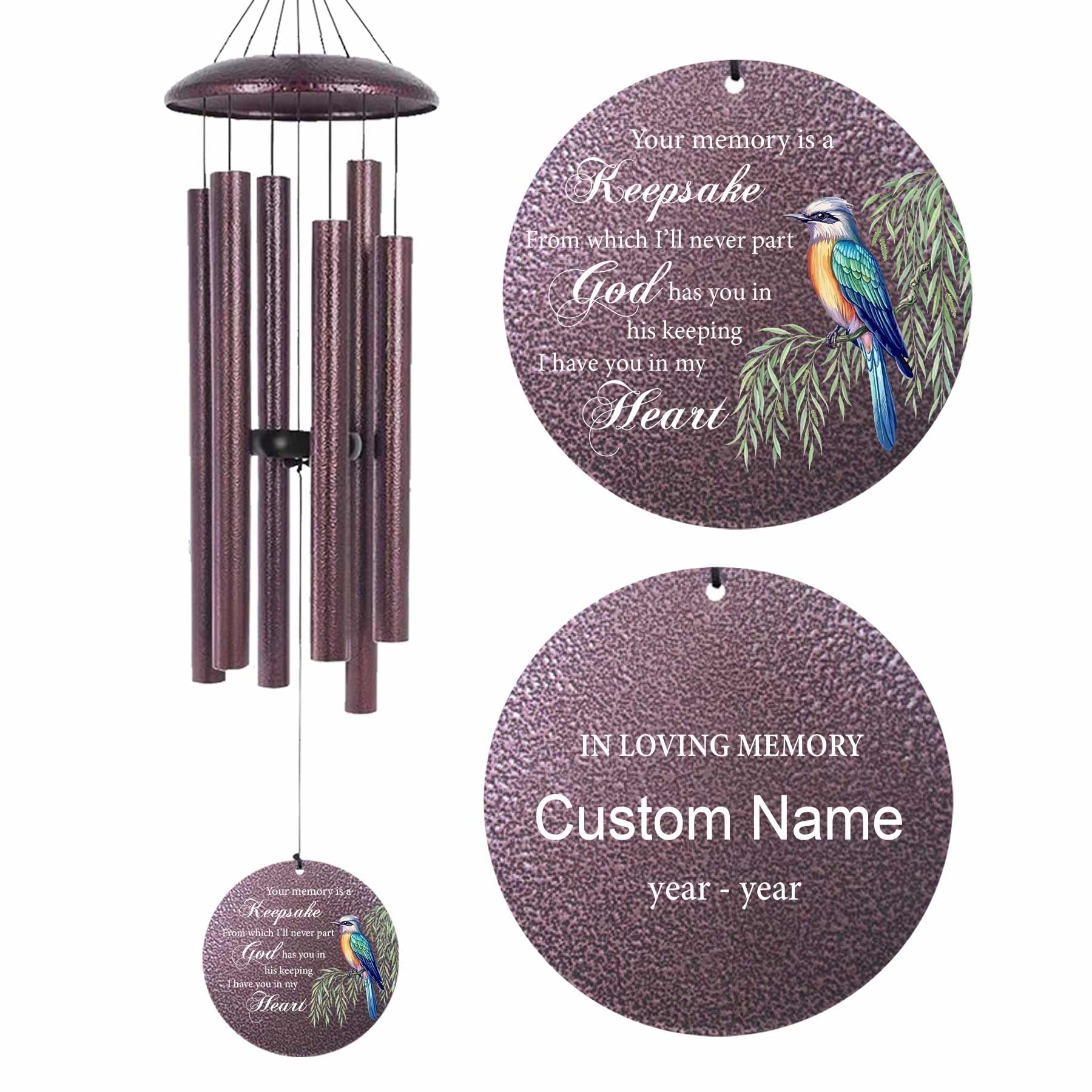 Personalized 30/36/45 inch Deep Tone Wind Chimes Memorial