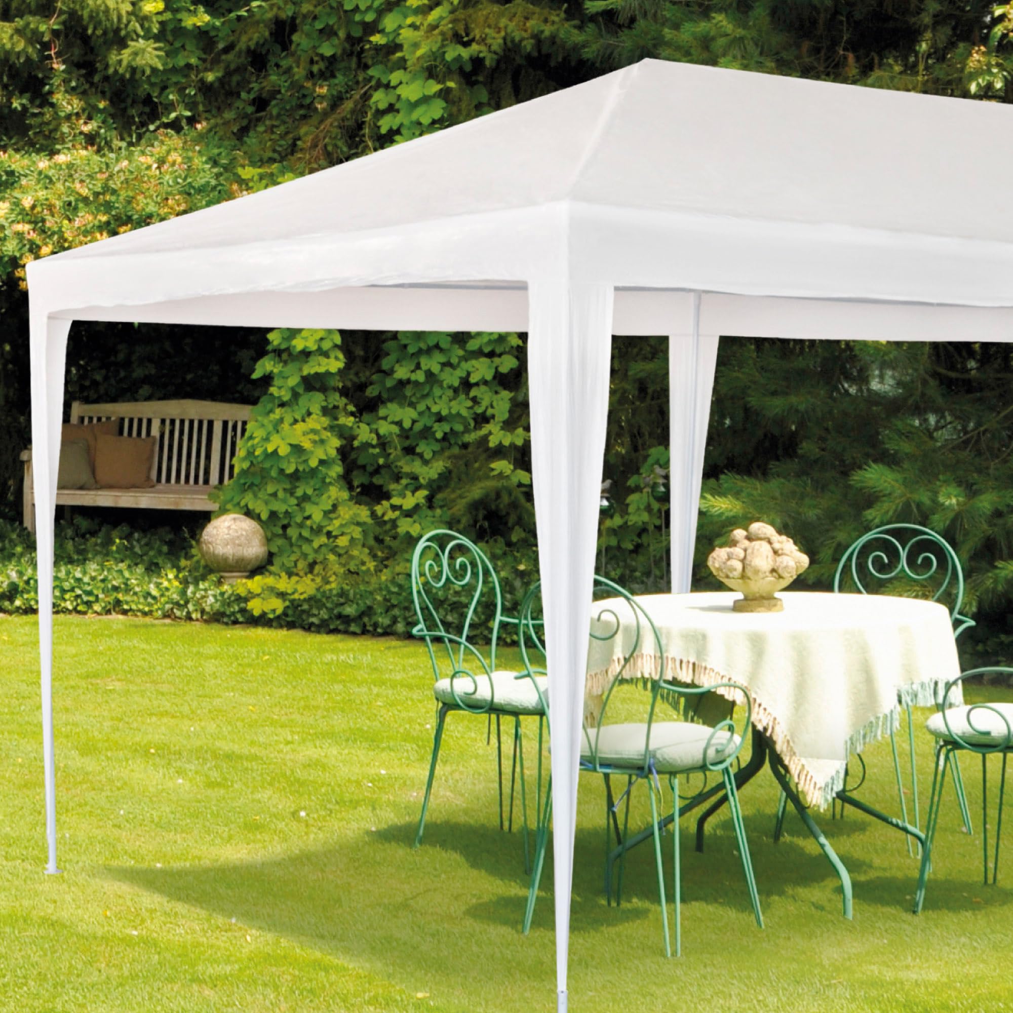 AKTIVE Garden 53992 - Cenador de Plástico Blanco 300 x 600 x 255 cm con Tubos de Acero