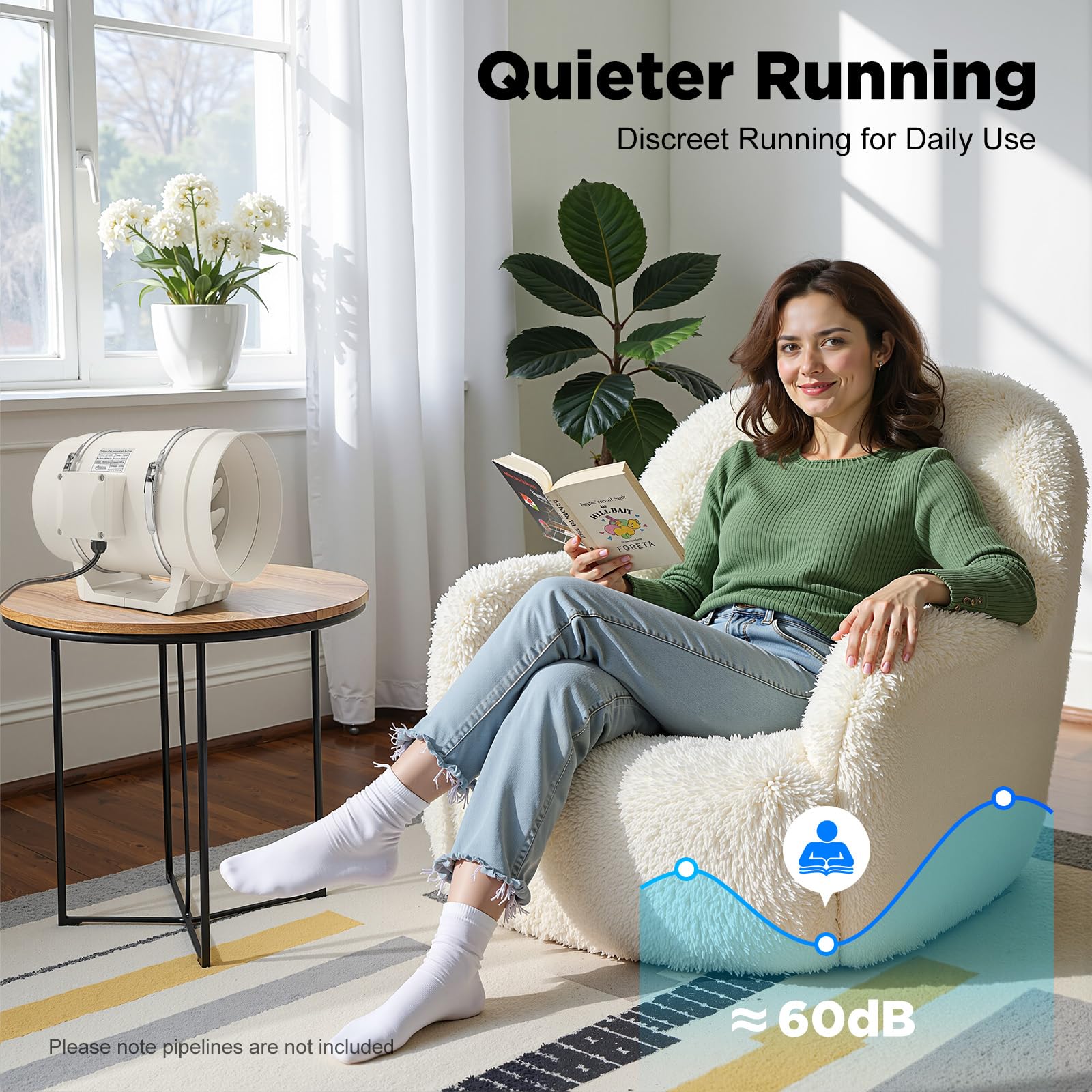 Ventilador de tubo de 195 mm – Ventilador de canal en línea | Ventilador de conducto de extracción, 136 W, 220 V, 2600 rpm, silencioso, para baño, oficina, salas de crecimiento