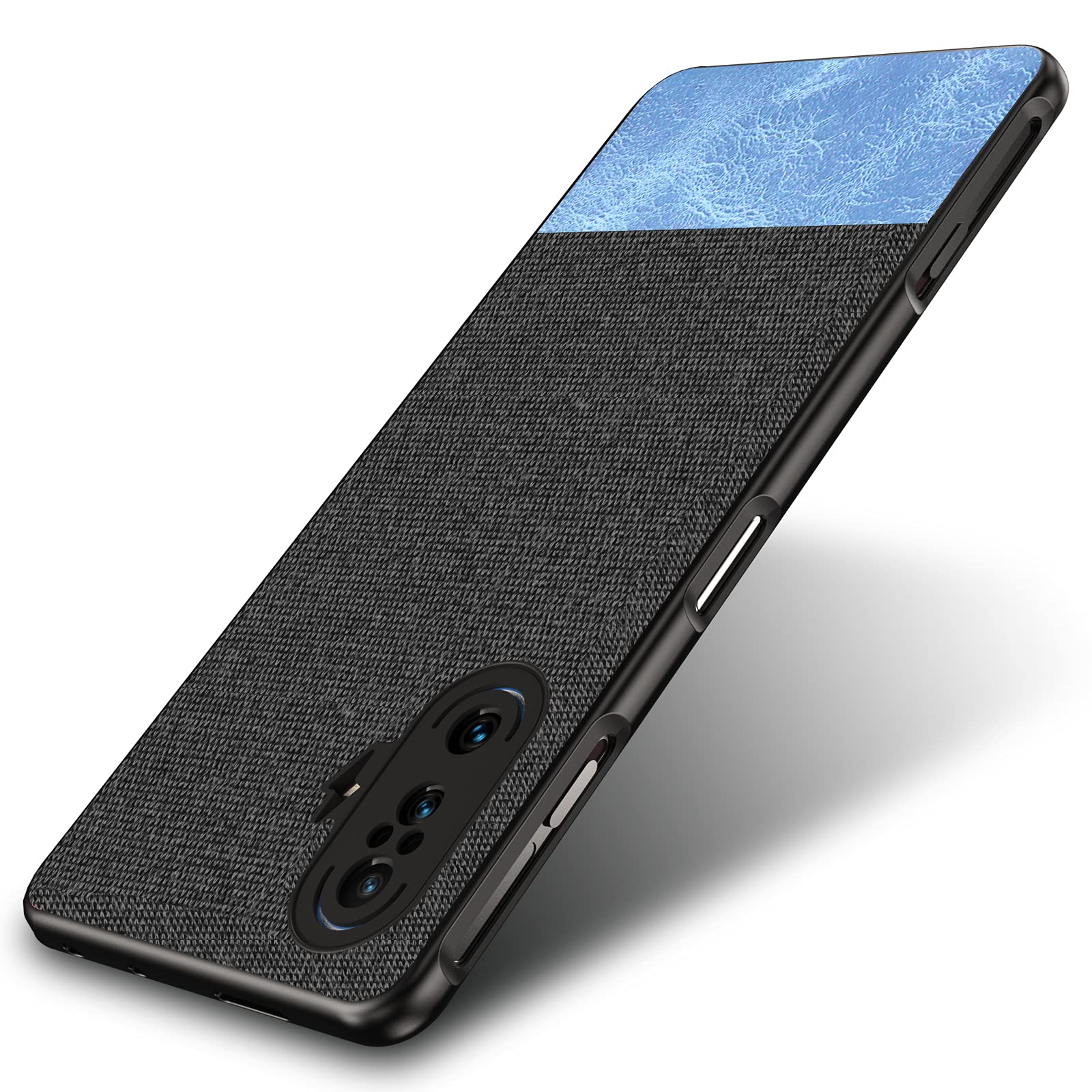 Kapa Soft Fabric & Leather Hybrid Protective Case Cover for Poco F3 GT (Black,Blue) (B09F8XWJHH) Amazon Price History, Amazon Price Tracker