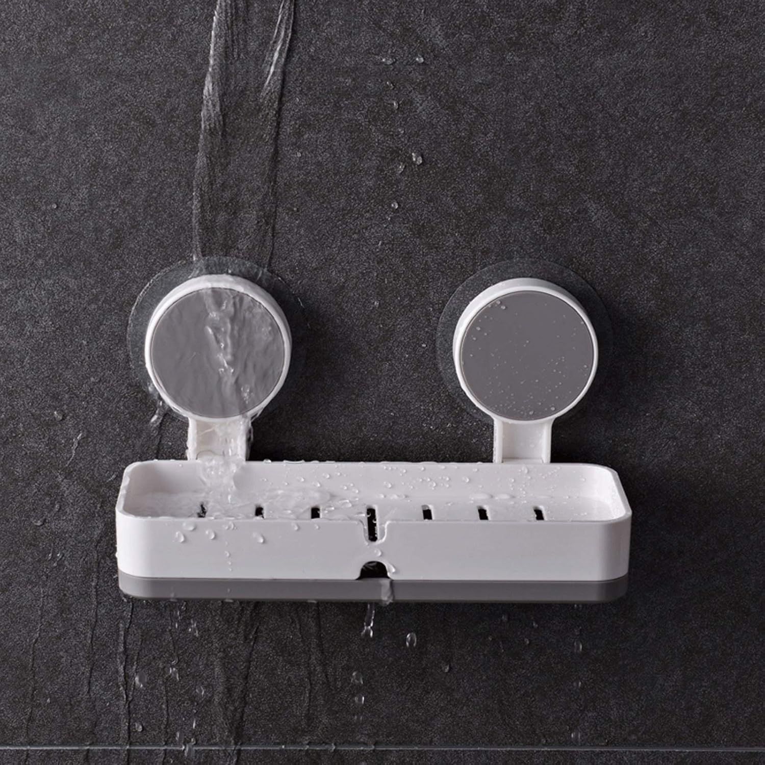 ORBITORA acrylonitrile_butadiene_styrene_abs Soap Holder for Bathroom, Non-Drill Wall Mount Magic Sticker Self Adhesive Soap Stand for Bathroom with Removable Drain Tray 4