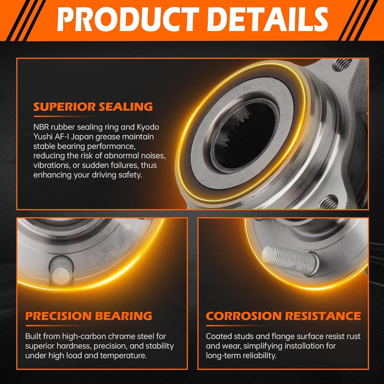 GAHA Rear Wheel Bearing and Hub Assembly 512517 Compatible for Ford GT 2017–2018/Mustang 2015–2023 2.3L L4, 3.7L V6, 5.0L V8 5 Lugs