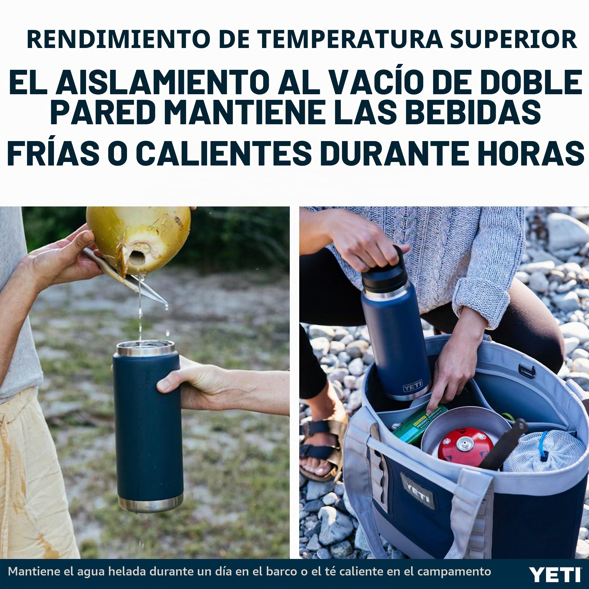 YETI Rambler Bottle Chug, botella de acero inoxidable aislada al vacío con tapa a prueba de fugas, carbón, 769 ml