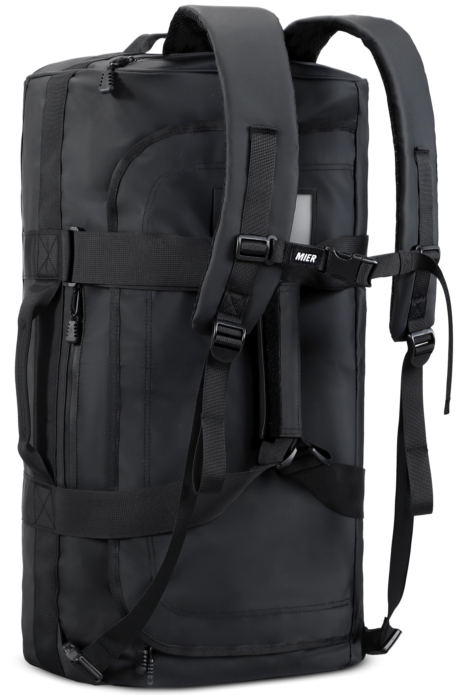 MIER Duffle Bag Backpack Gym Bag Heavy Duty Mens Convertible Water Resistant Sports Duffel Bag with Shoulder Straps for Travel, Overnight, Camping, 90L, Black