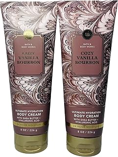 Bath and Body Works Cozy Vanilla Bourbon Body Cream, 8 oz, Pack of 2