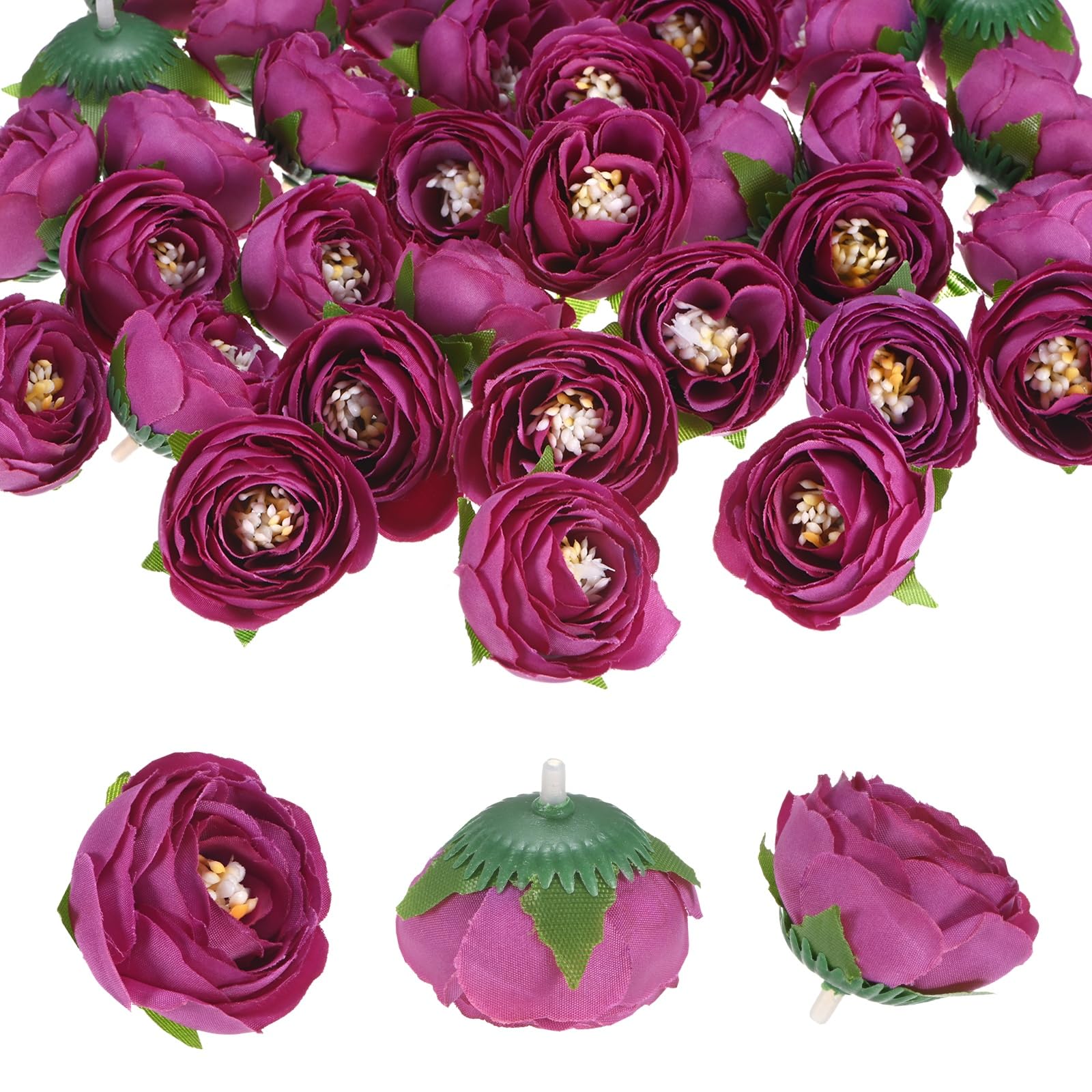 Camélia artificiel en soie violet foncé 3,5 cm pour loisirs créatifs