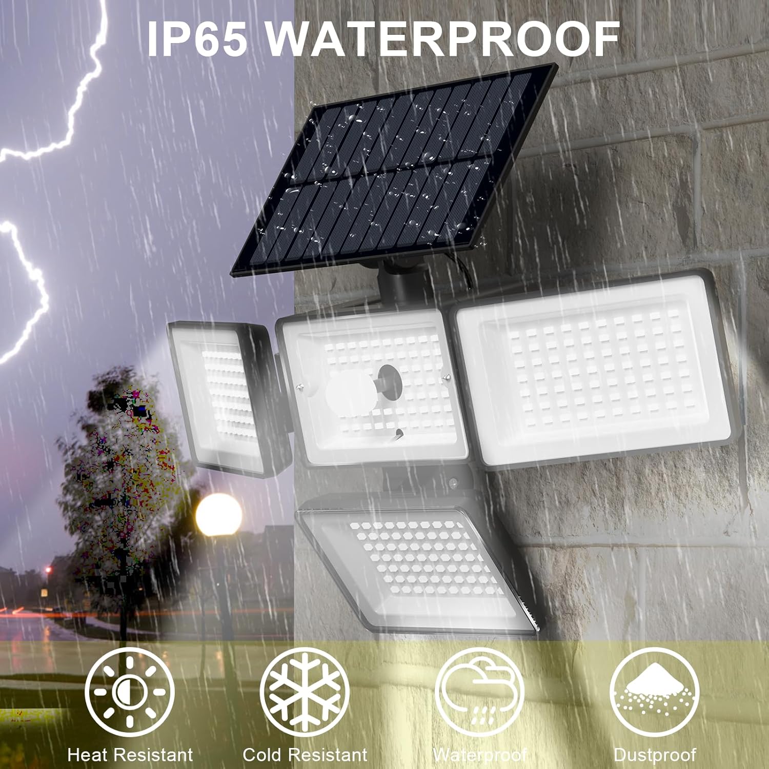 4 Pack Solar Motion Lights Outdoor 4 Heads, 274 LEDs Solar Street Lights with Lighting Sensor, 4 Modes Garden Lights with IP65 Waterproof, Motion Sensor Security Lights for Pathway Patio