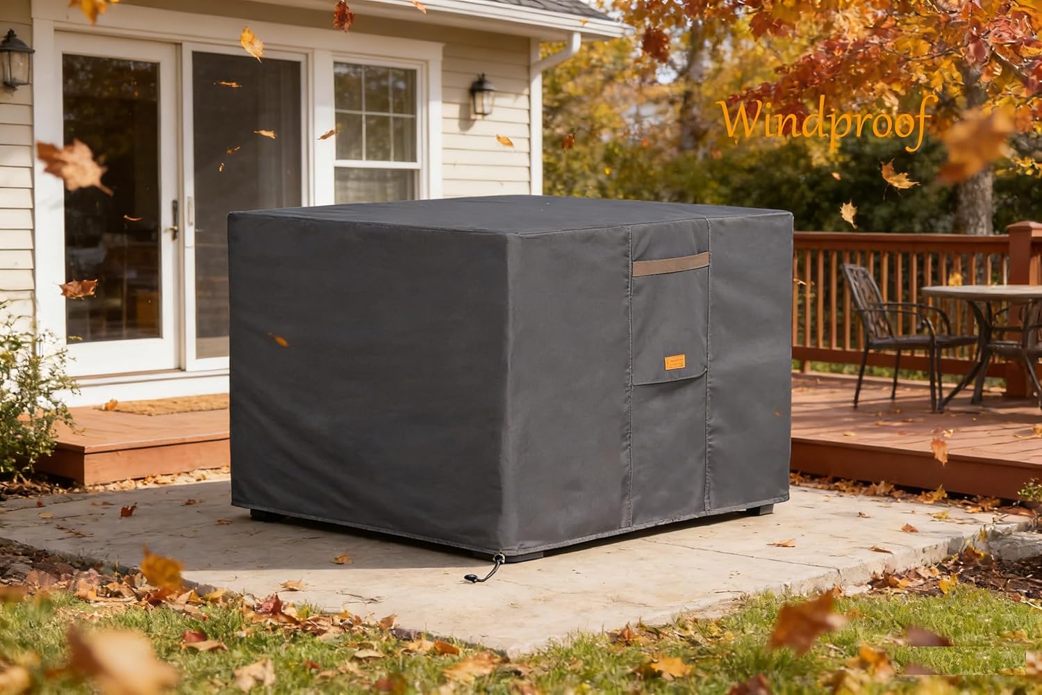 600D Heavy Duty Waterproof Patio Fire Pit Cover UV Resistant Square Outdoor Firepit Covers 32" Wx 32" D x 24" H Dark Grey