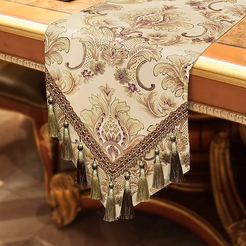 Miniatura 10 de Loom and Mill Juego de 4 manteles individuales de damasco de lujo, jacquard beige antideslizantes, para el hogar, cocina, fiesta, banquete,