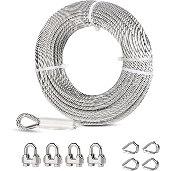 Stainless Steel Wire Rope 6 mm 15 Metres 7 x 19 Stainless Steel Rope 304 Stainless Steel Cable with Eyelets 2900 kg Breaking Strength Perfect for Cable Car Outdoor Garden Railing Wire Rope Set