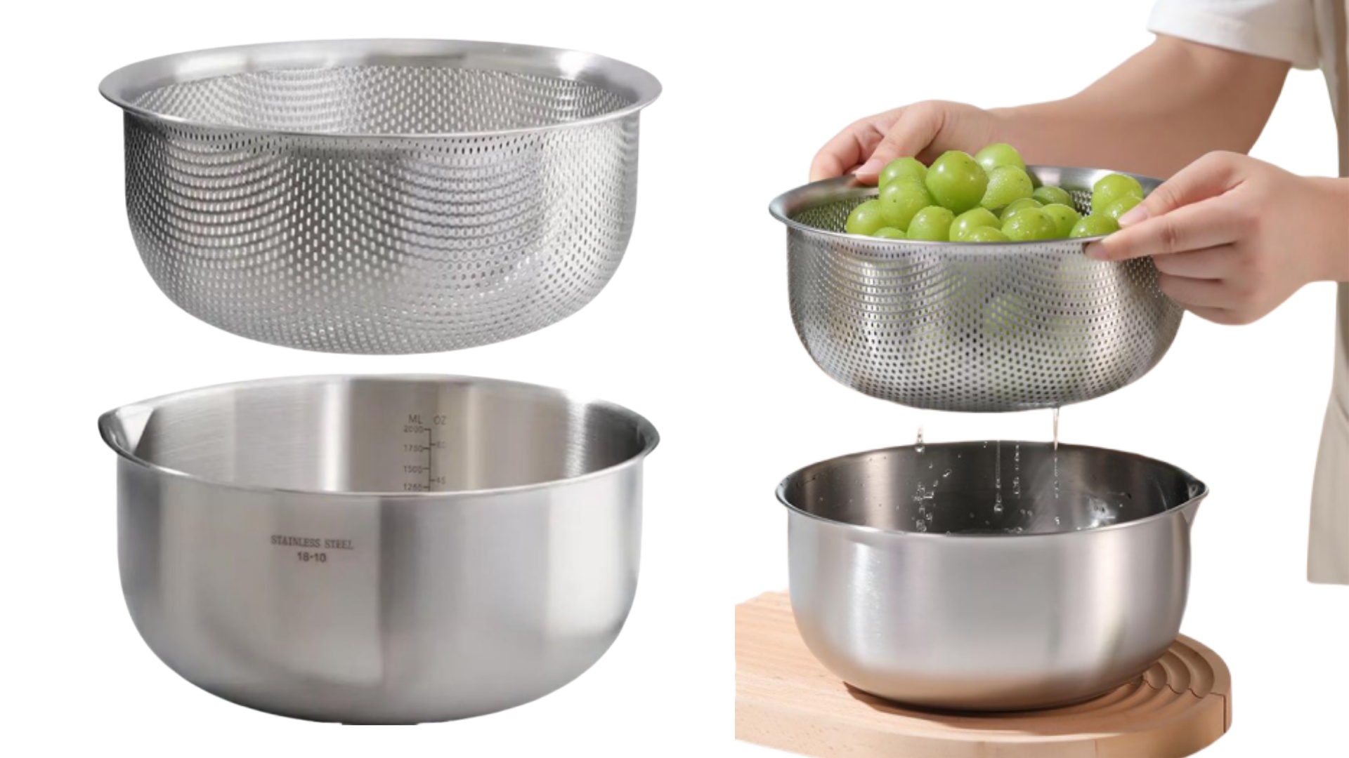 Amazon | Korekaou ボウル ザル セット 304ステンレス鋼 ざる