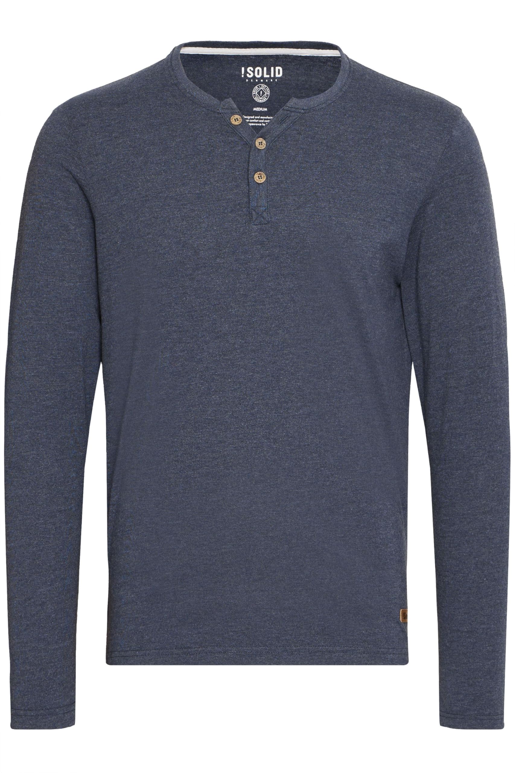 !Solid SDVolko Herren Longsleeve Langarmshirt Shirt mit Grandad-Ausschnitt Baumwollmischung Regular fit