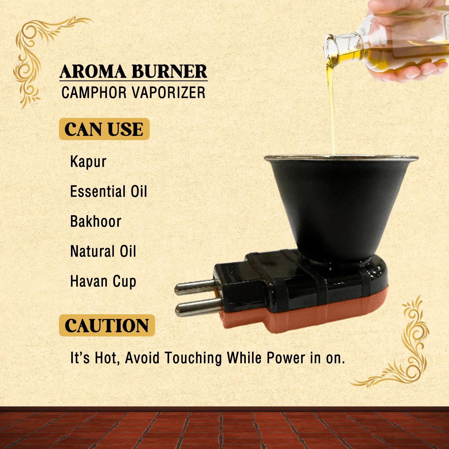Hari Darshan Electric Kapoor Dani Camphor Diffuser for Home | Aroma Burner & Vaporizer | Kapurdani Light Lamp | Havan Cup | Bakhoor Burner | Room Freshener & Essential Oil Diffuser | Natural Fragrance - Image 9 thumbnail