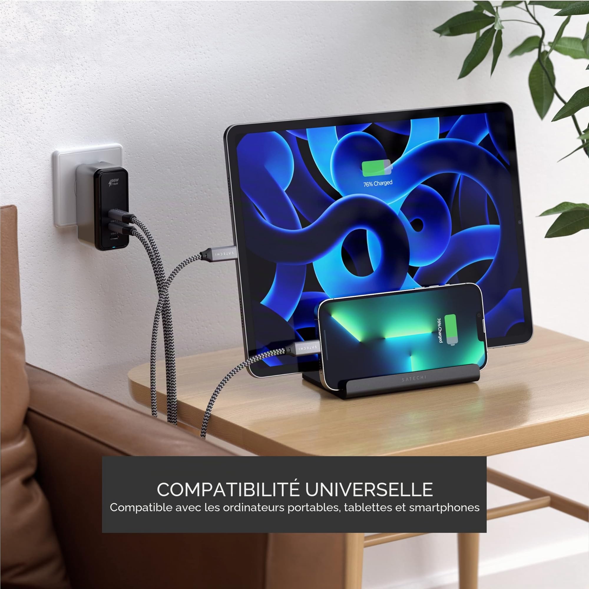 Satechi Support Vertical Double en Aluminium, Antidérapant