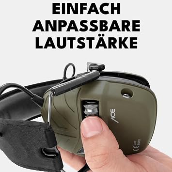 ACE Alpha Capsule Ear Protection Active - Earmuffs for Construction Work & Industry - Capsule Ear Protectors Electronic - Olive
