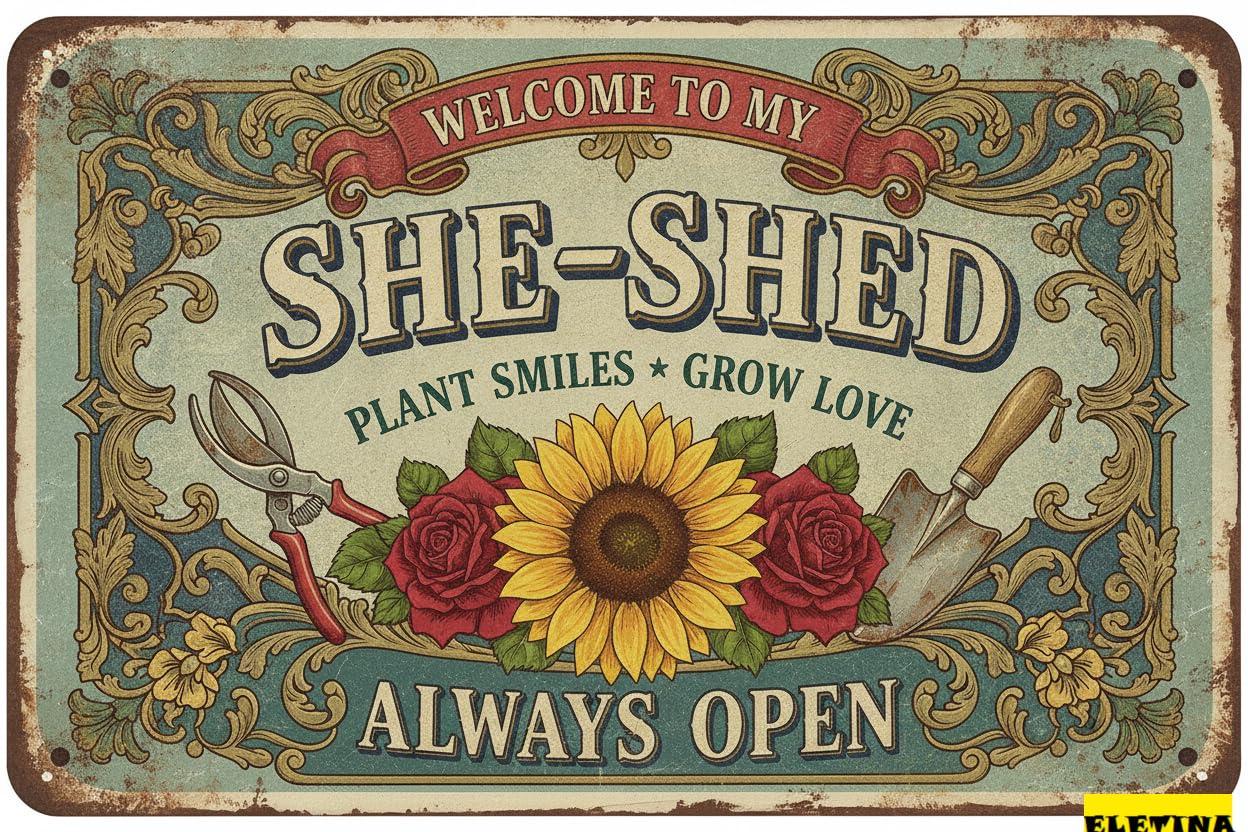 Personalized Sign for Man Cave Garden Decor She Shed Wall Art Decor Welcome To My She Shed Garden Metal Greenhouse Plantroom Yard Patio 8x12in Private Property Decorative