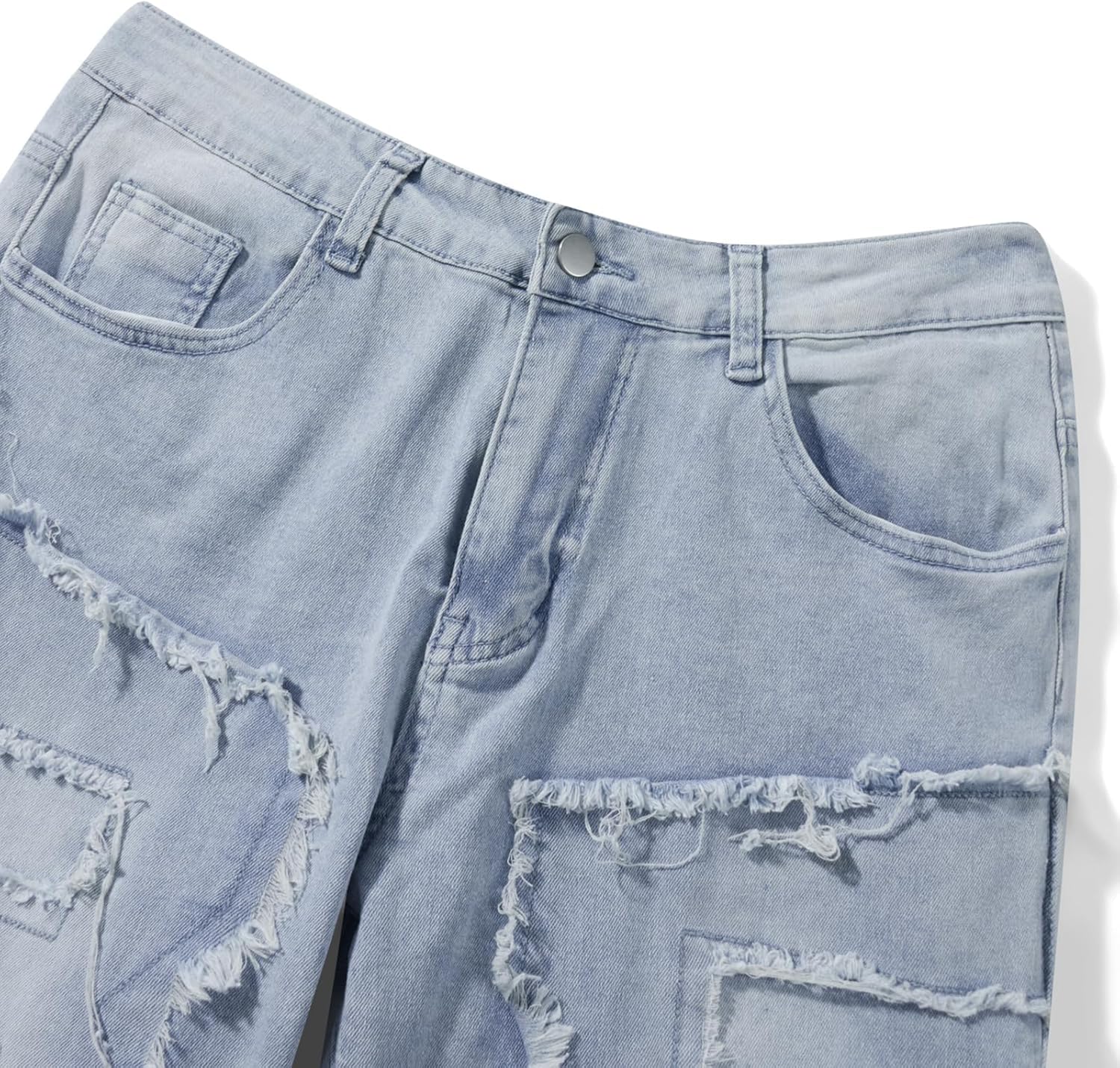 CosTribe Men's Stacked Jeans Slim Fit Ripped Jeans Destroyed Straight Denim Pants Harajuku Hip Hop Trouser Streetwear - Image 8